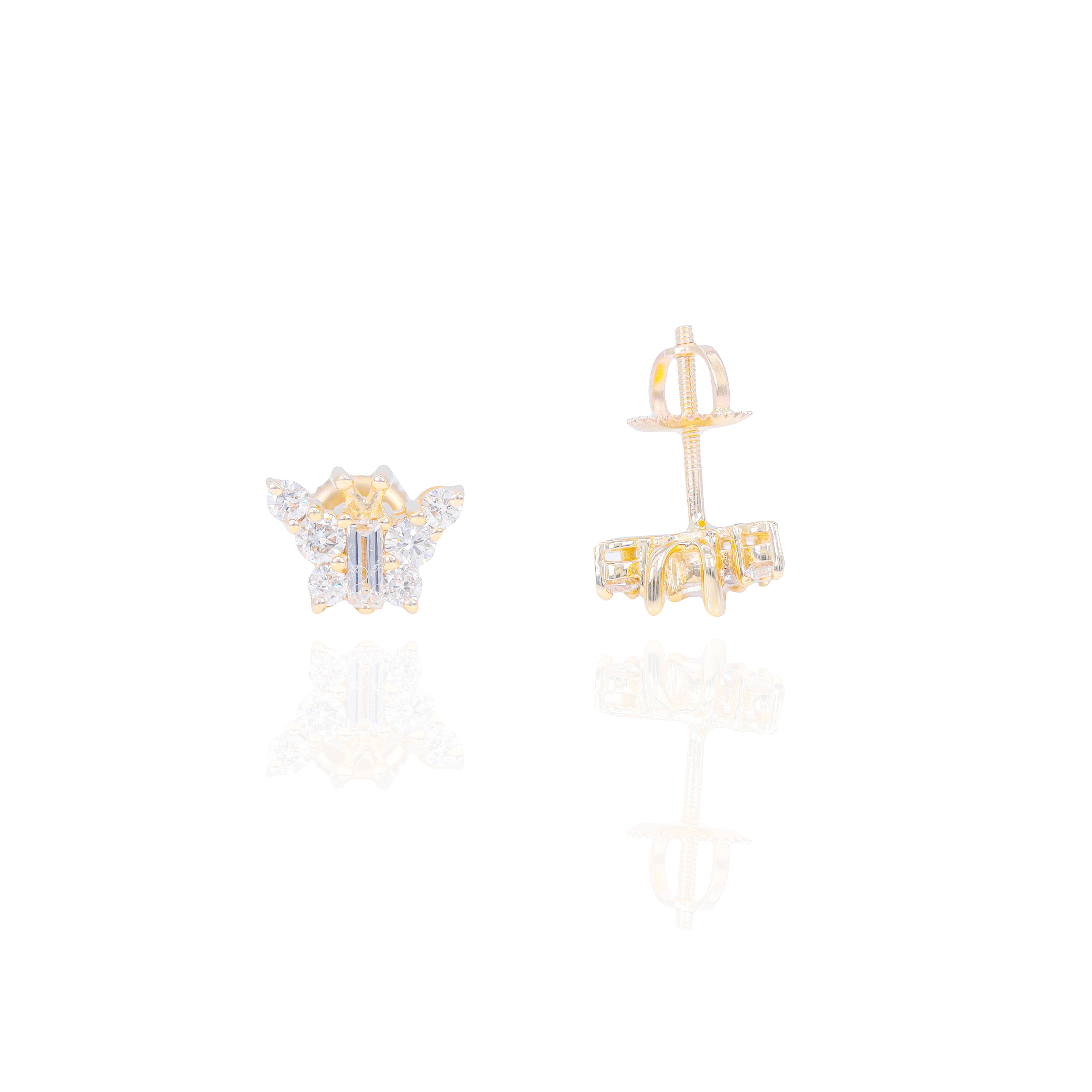 Diamond Butterfly Earrings w/ Baguette Centers
