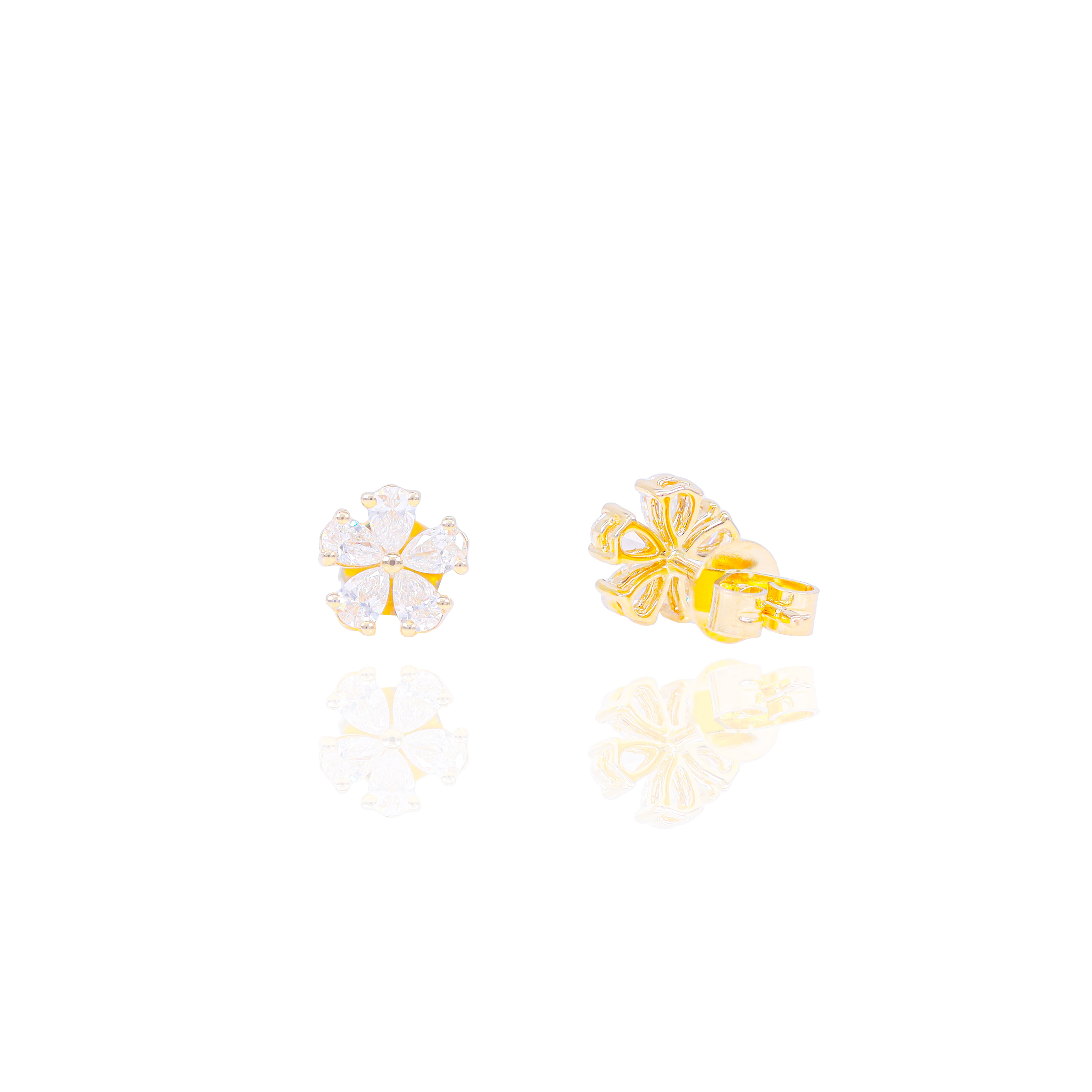 Pear Cut Diamond Flower Style Earrings