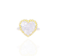 Horizontal Set Baguette Diamond Heart Ring