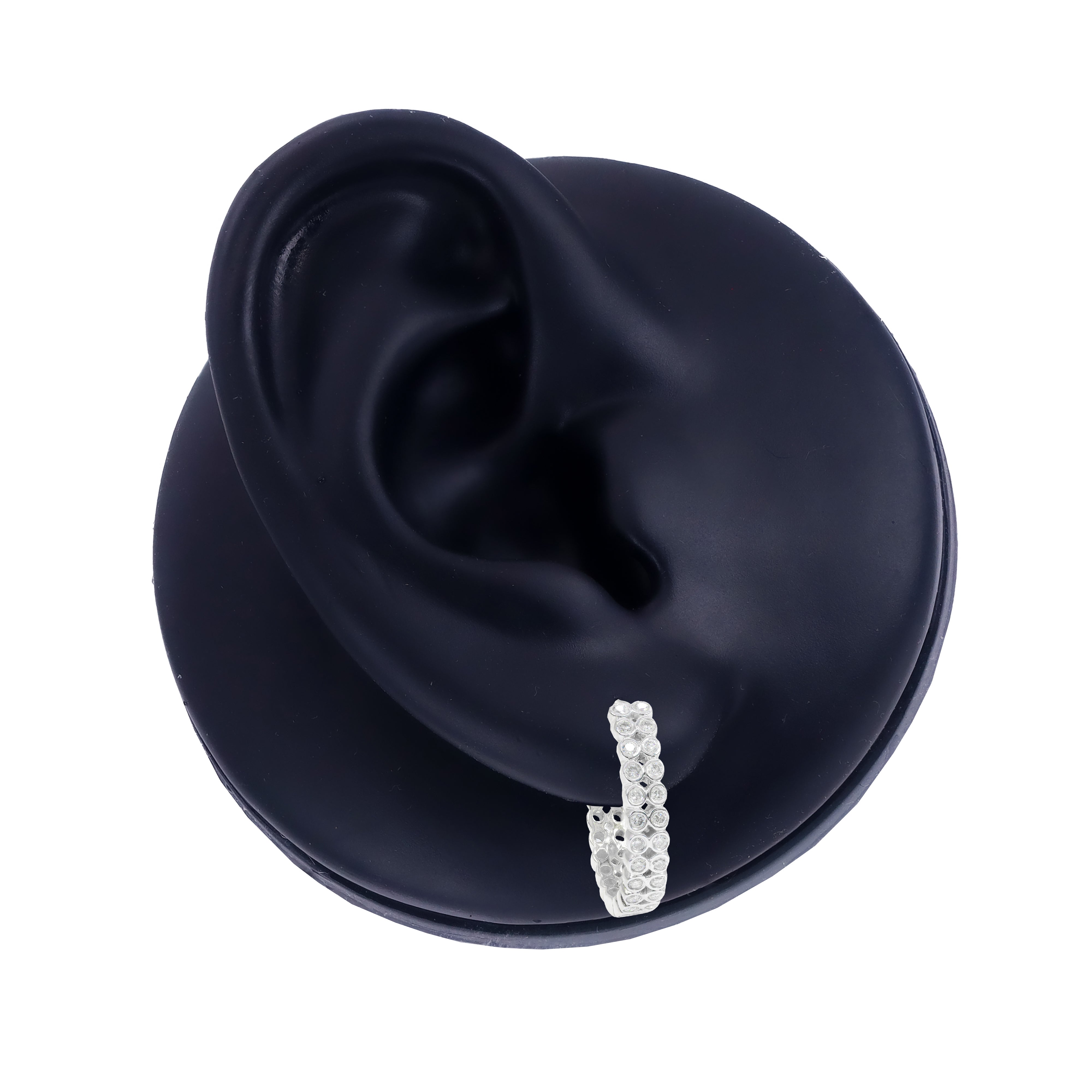Two-Row Bezel Set Diamond Hoop Earrings