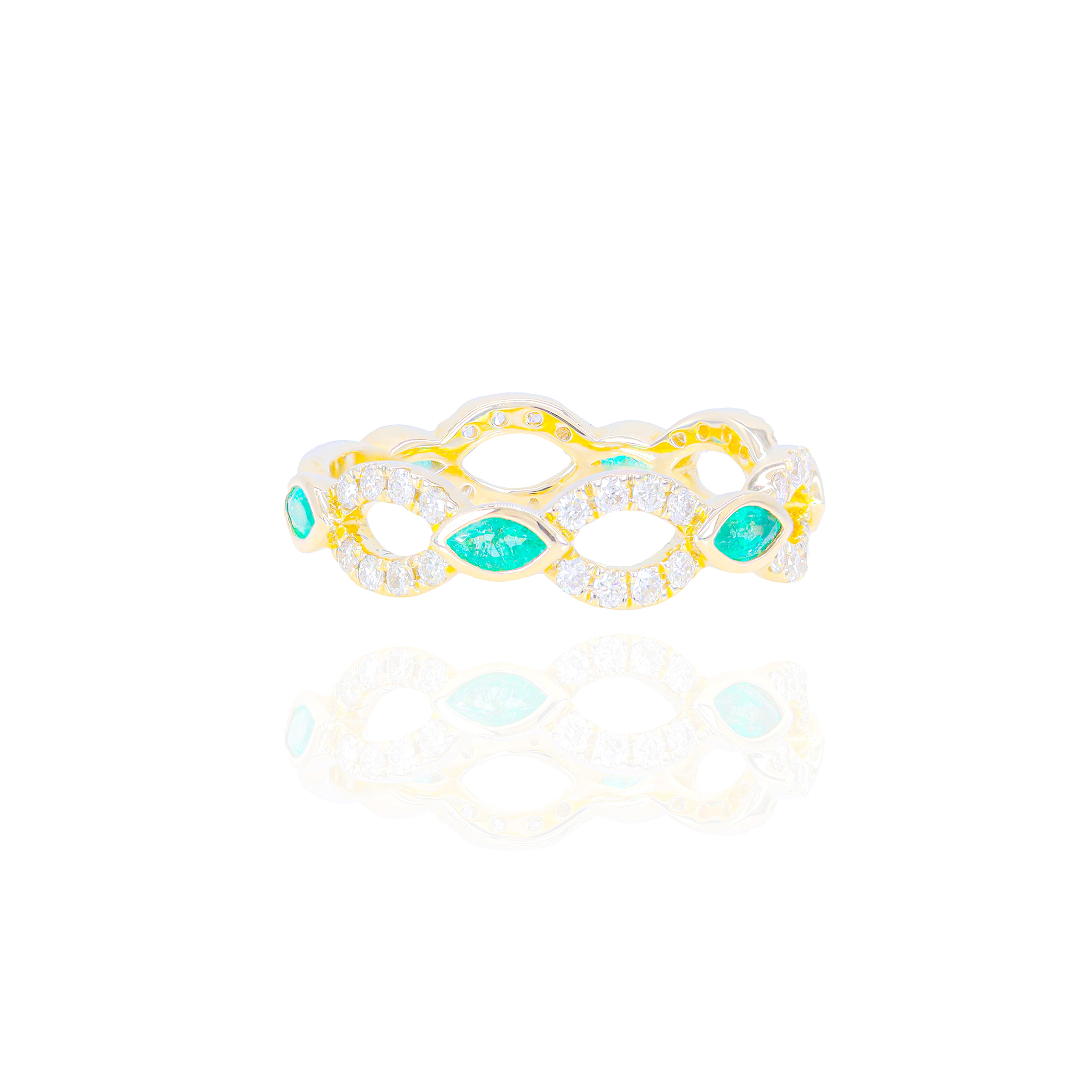 Interlocking Diamond Ring with Gemstones