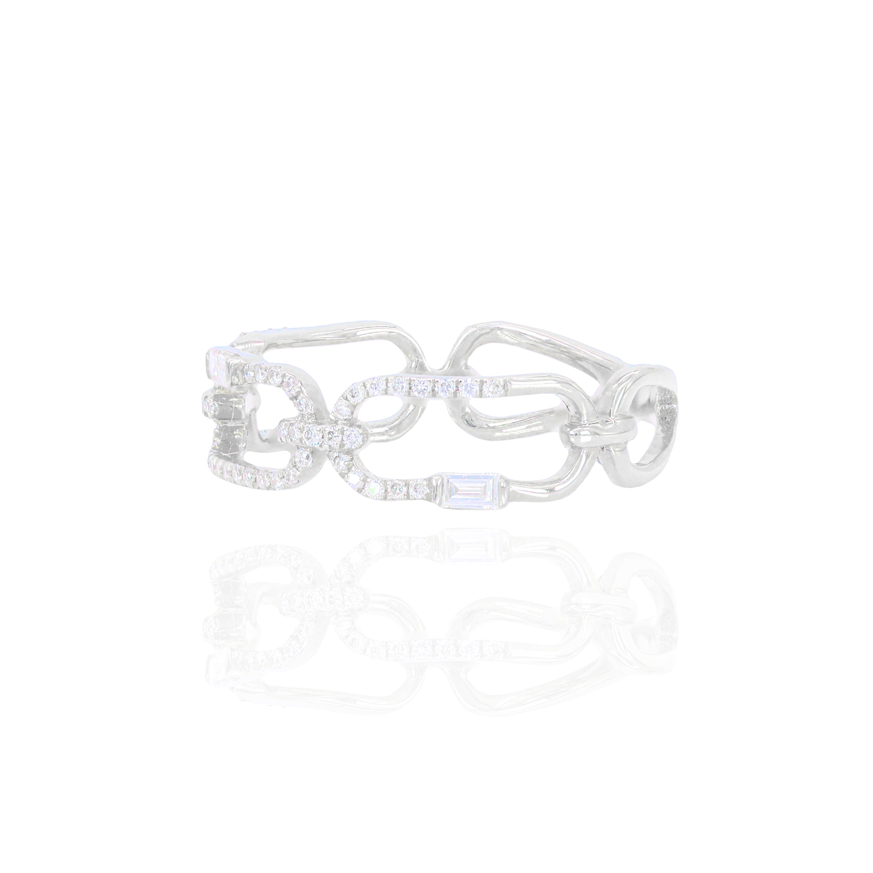Baguette Chain Link Style Diamond Ring