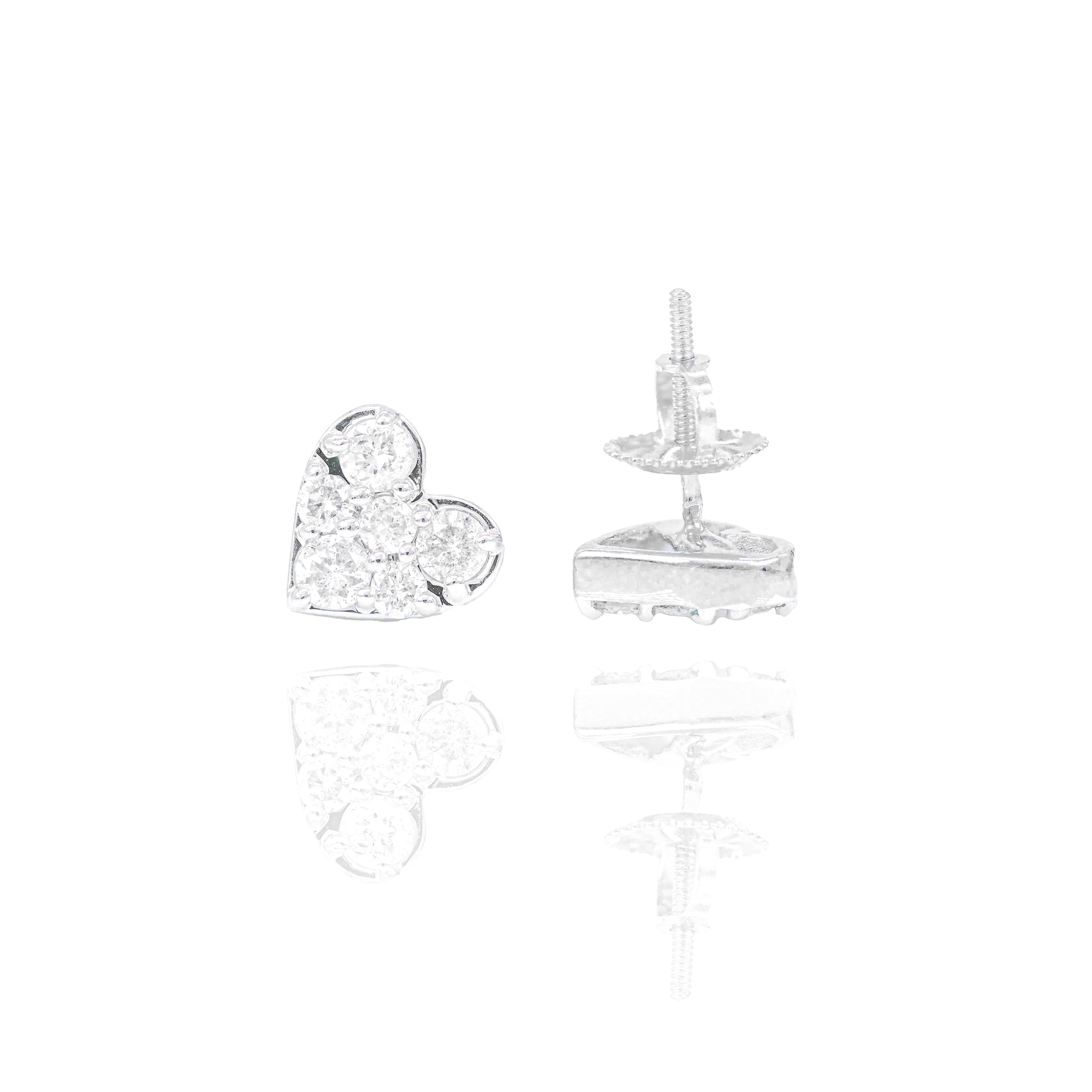 Diamond Cluster Heart Earrings