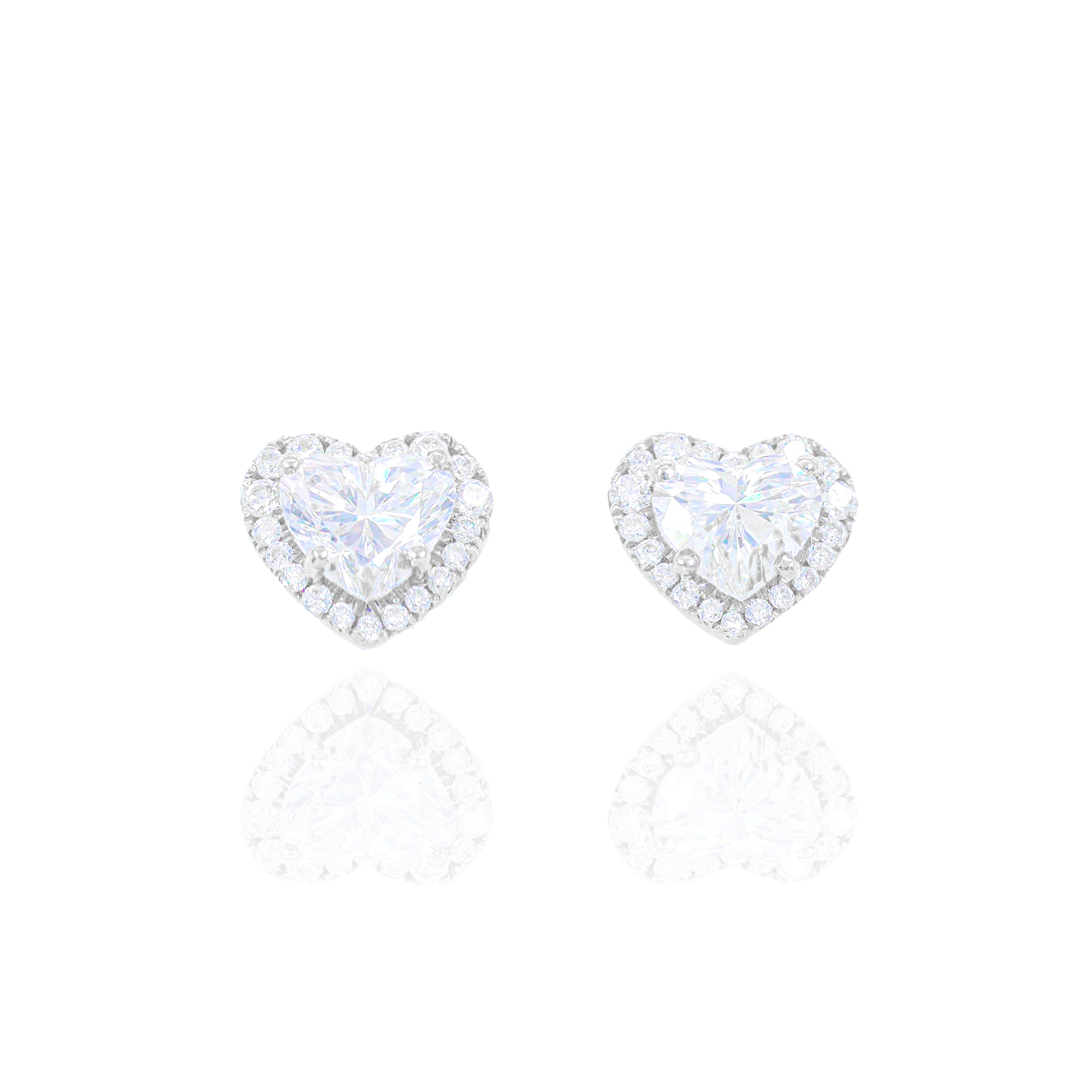 30 Pointer Heart Shaped Diamond Earrings