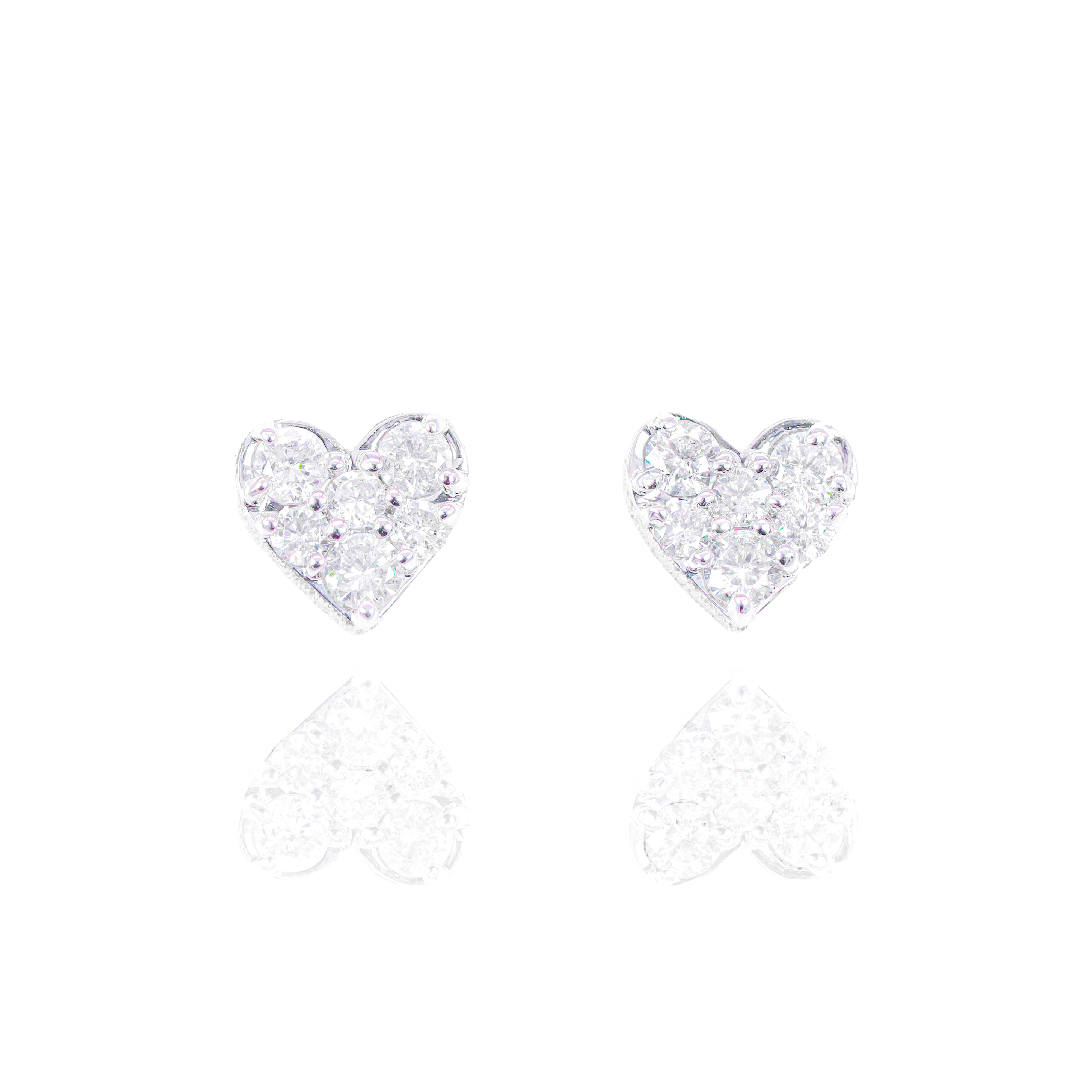 Diamond Cluster Heart Earrings