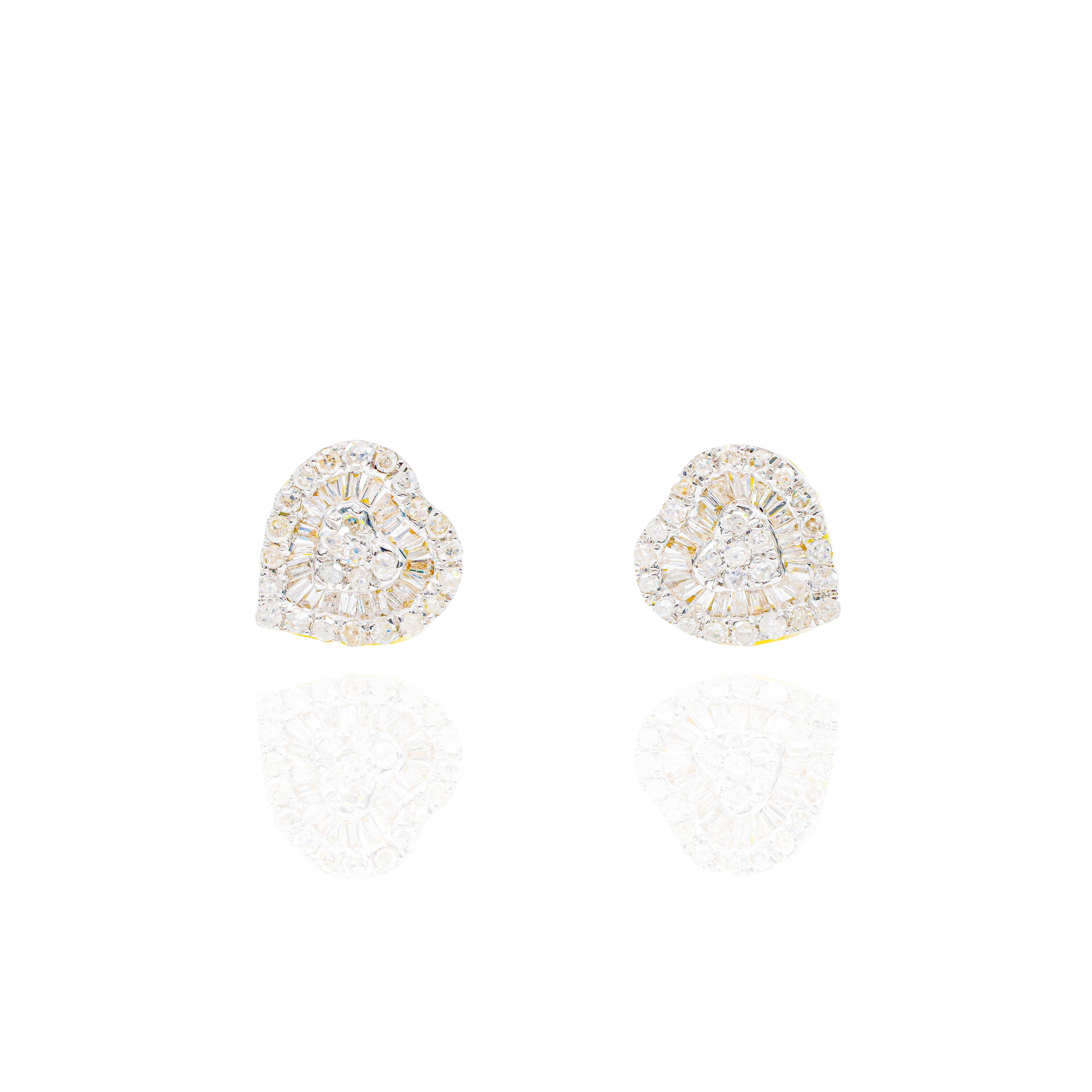 Heart Baguette Diamond Earrings