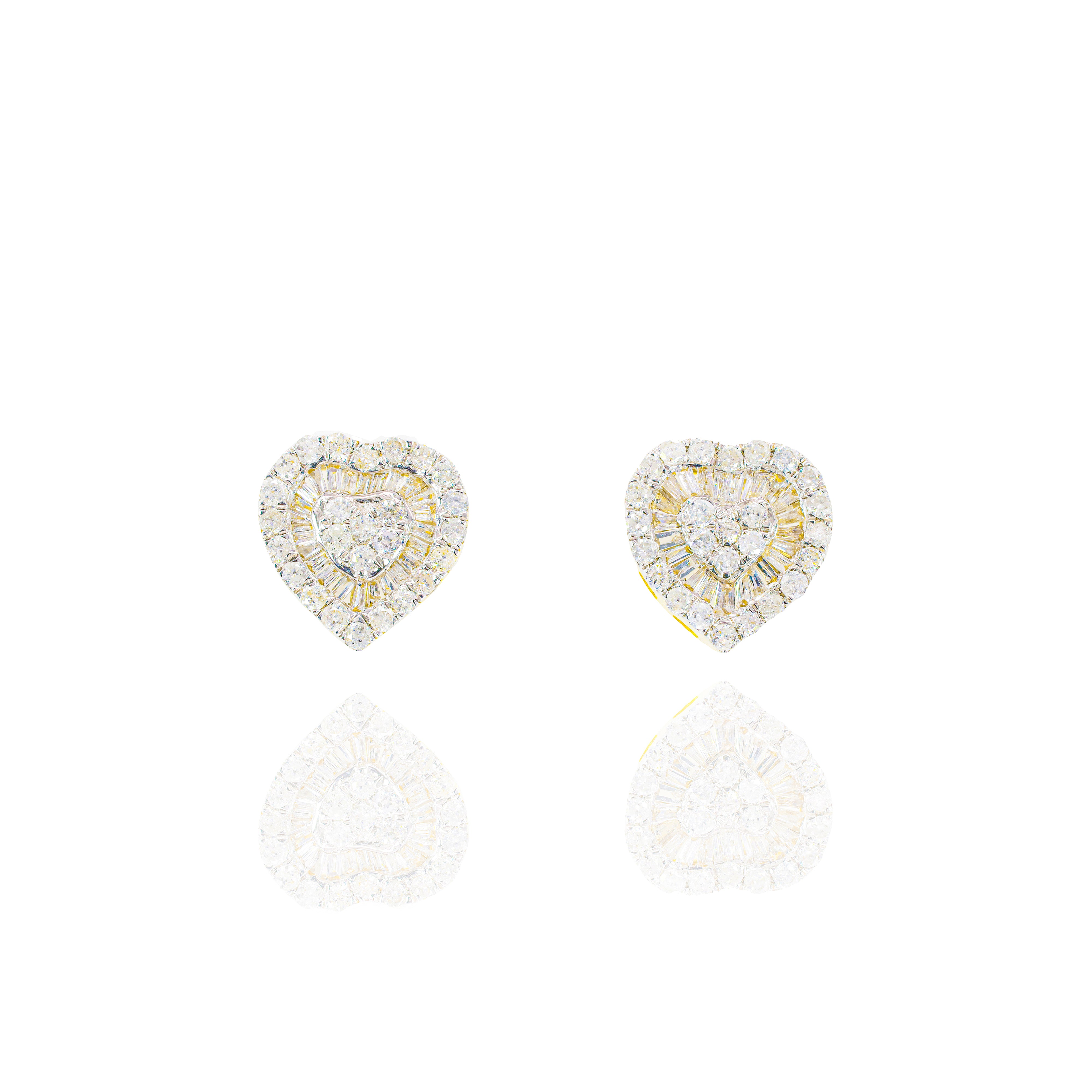 Heart Baguette Diamond Earrings