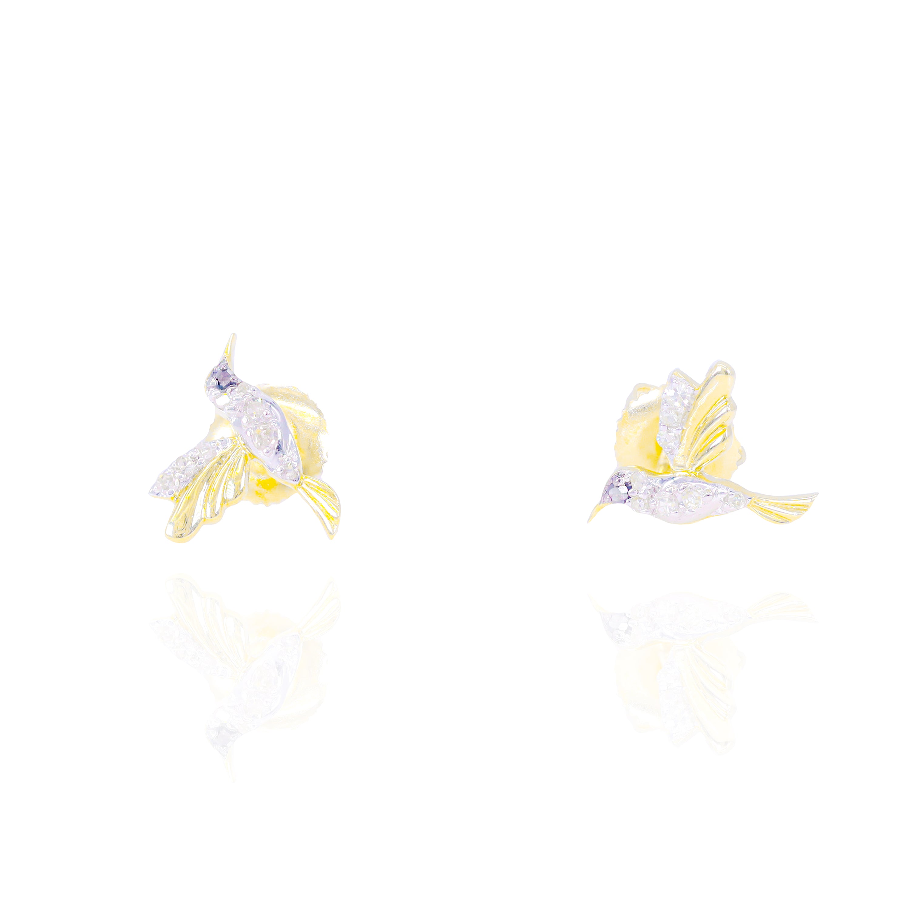 Hummingbird Gold & Diamond Earrings