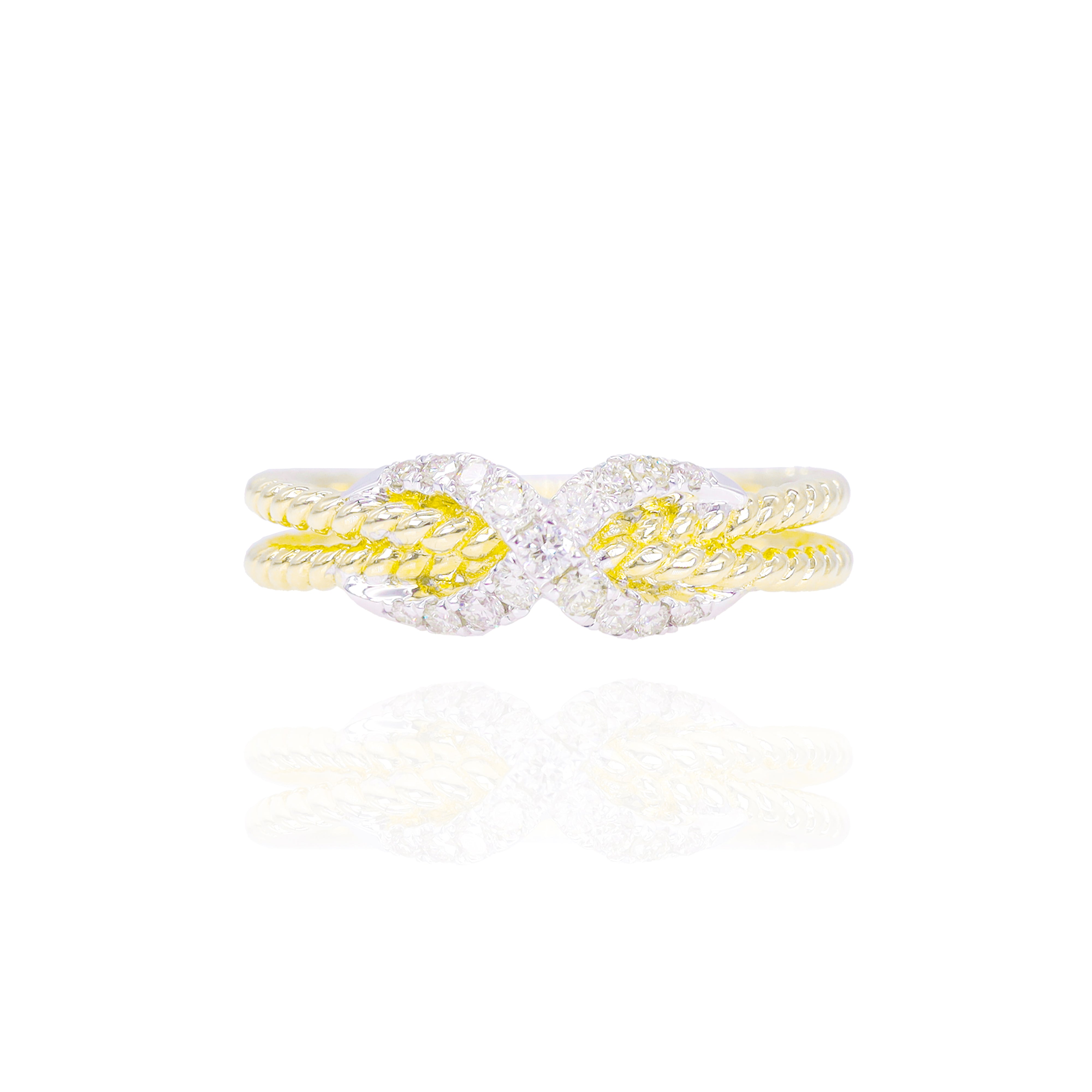 Diamond Saddle Woven Gold Ring