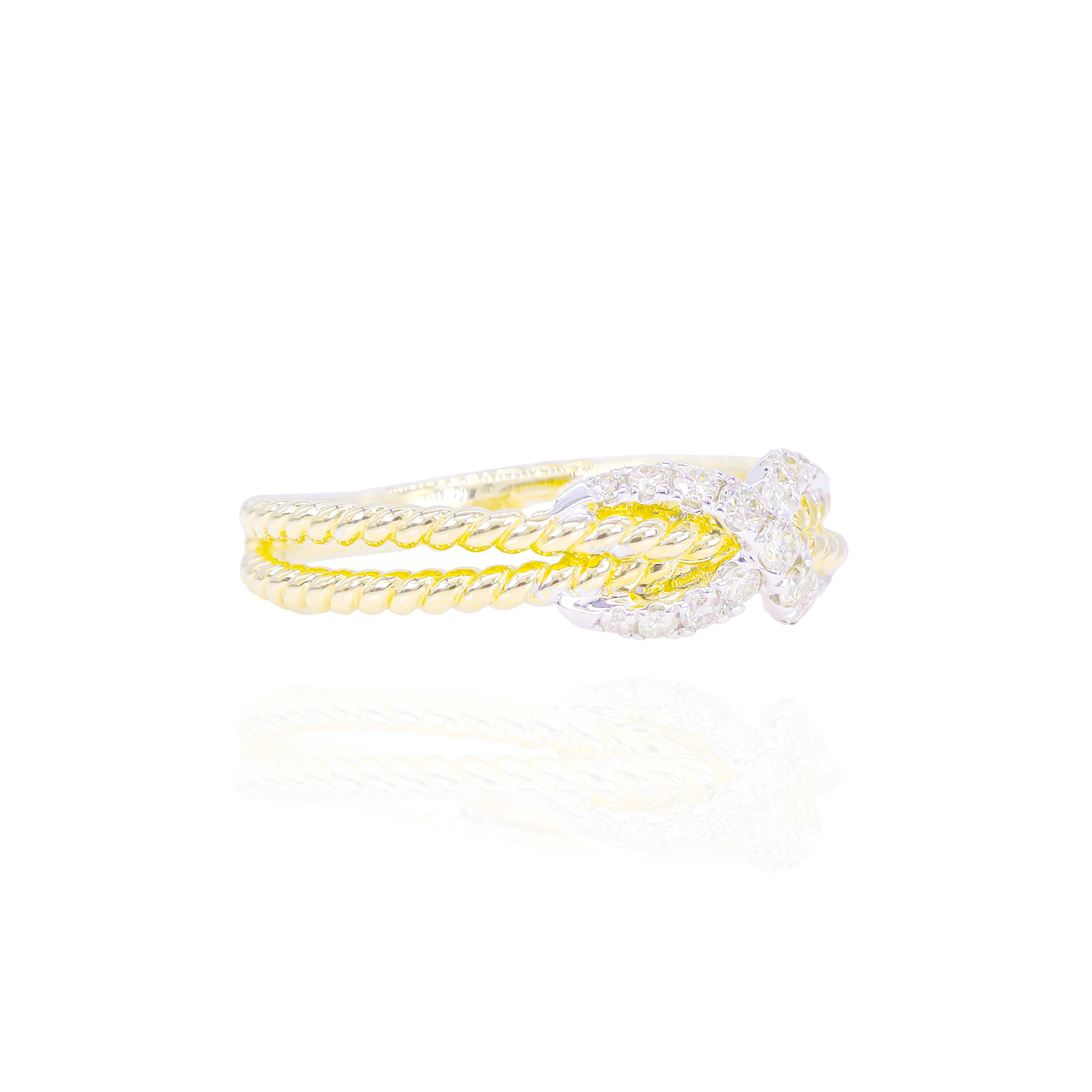 Diamond Saddle Woven Gold Ring