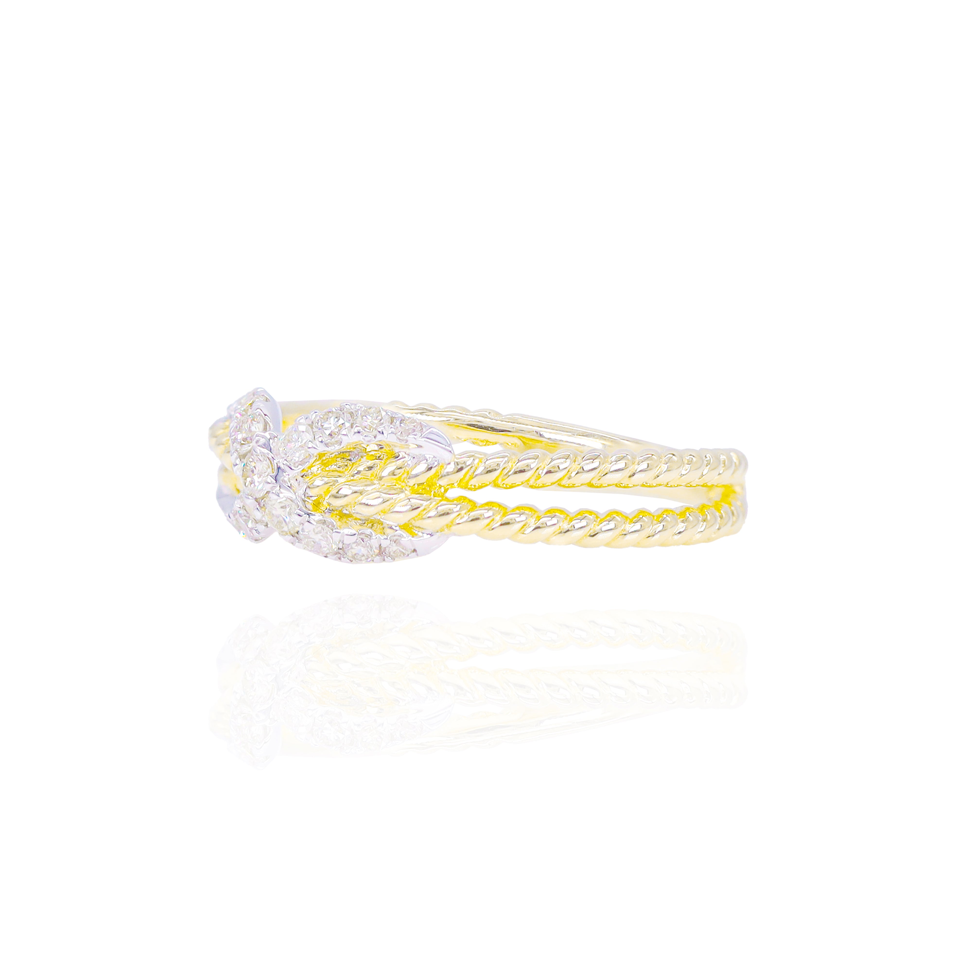 Diamond Saddle Woven Gold Ring