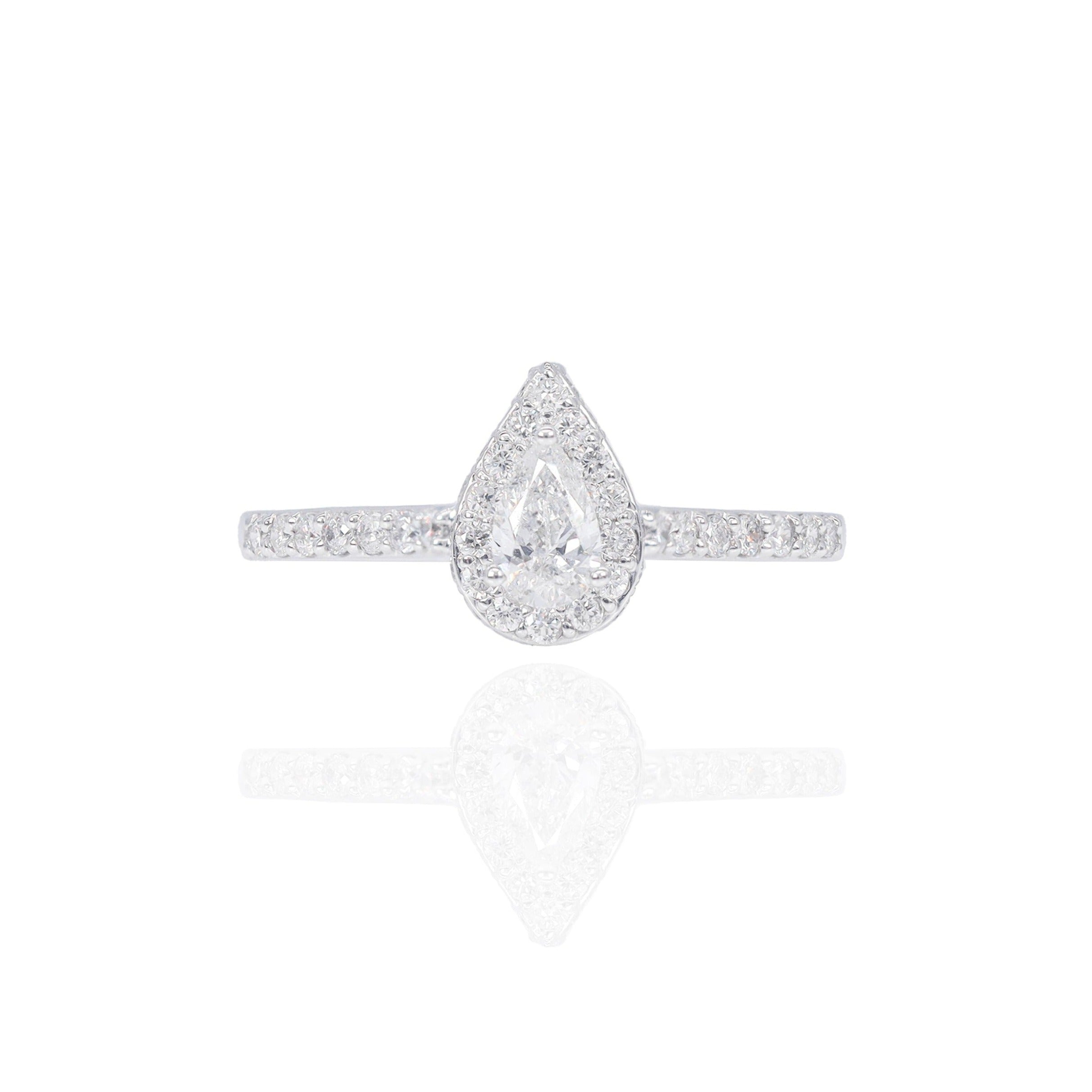 .25 CT Pear Cut Halo Diamond Engagement Ring