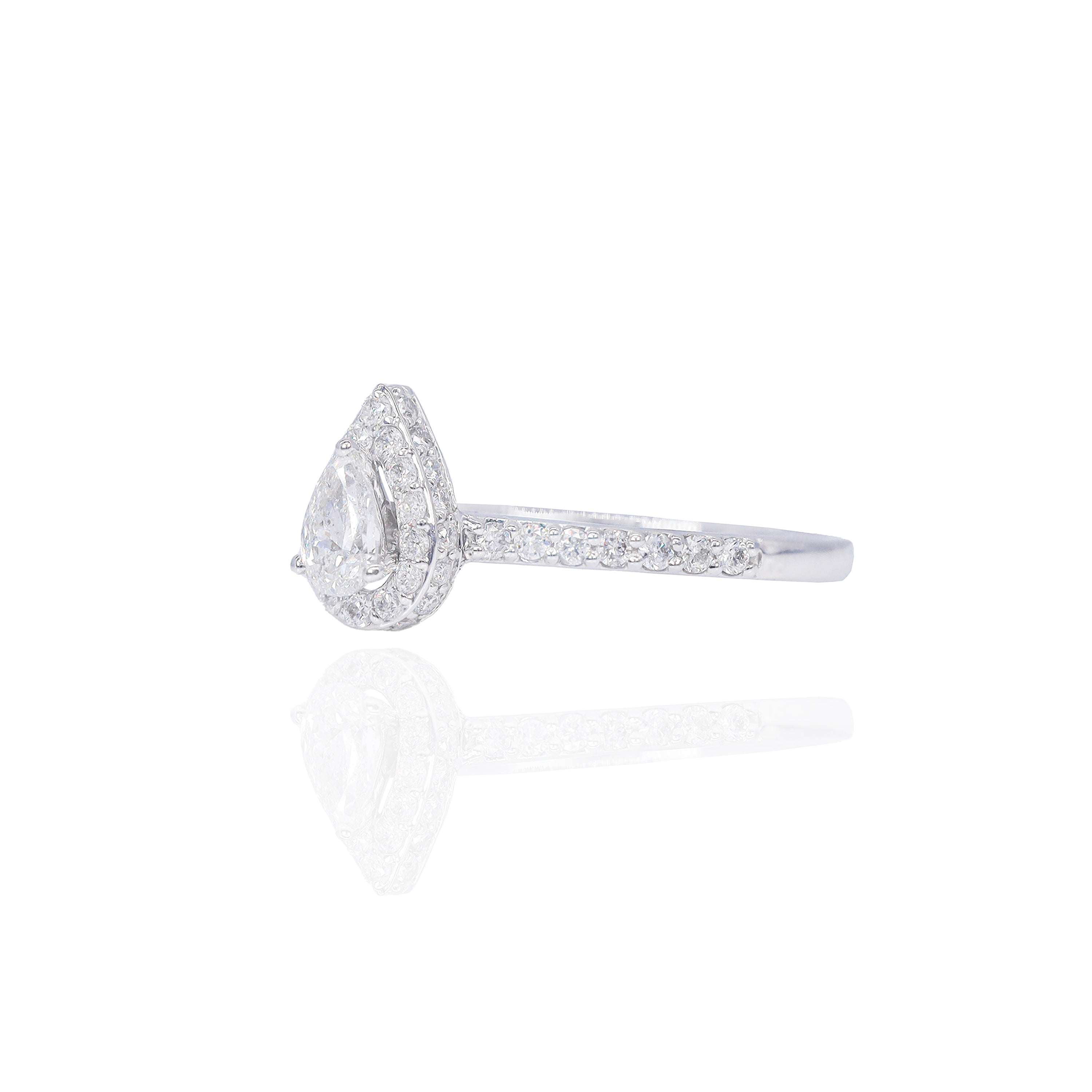 .25 CT Pear Cut Halo Diamond Engagement Ring