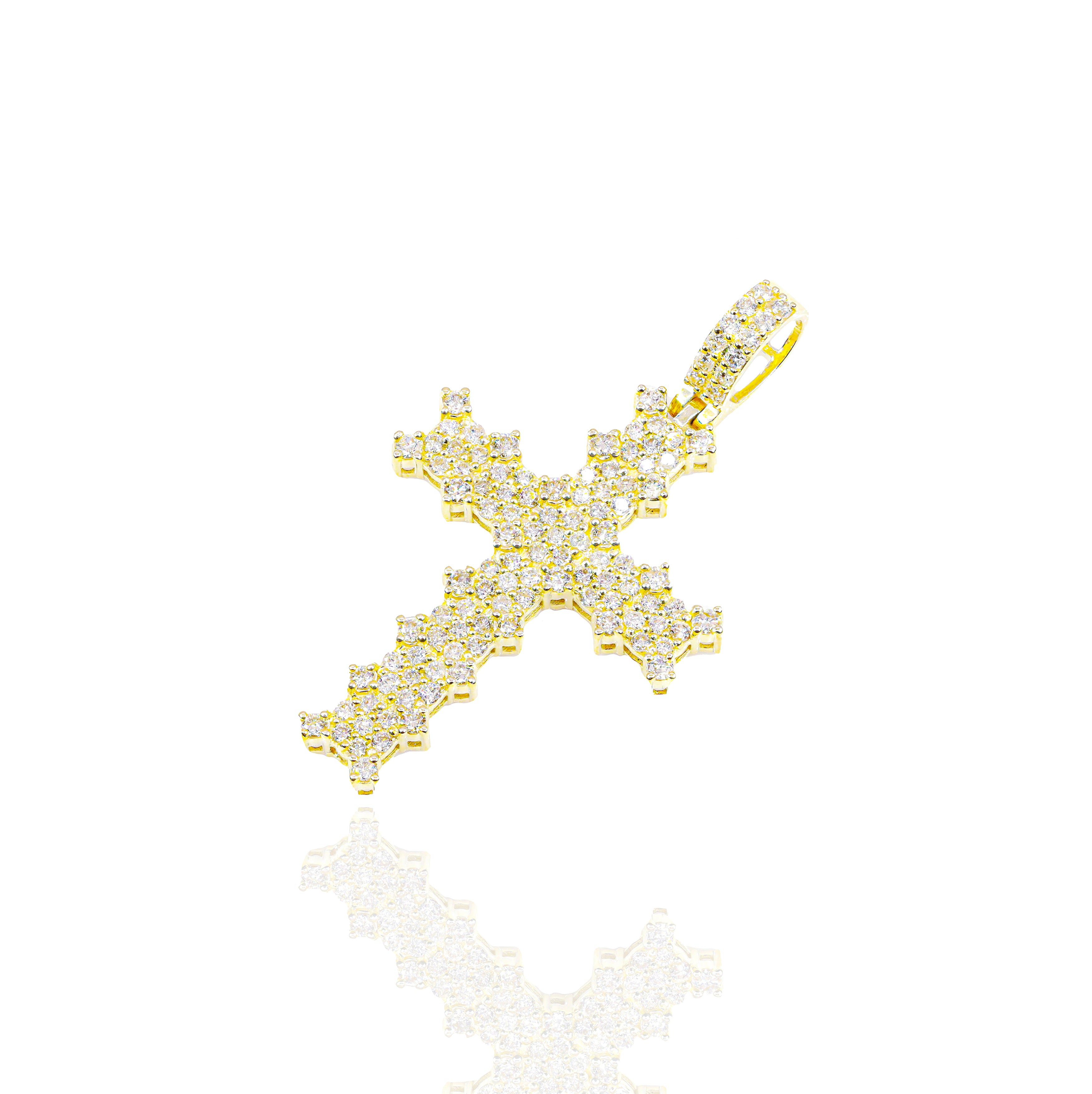 Cluster Jagged Cross Diamond Pendant