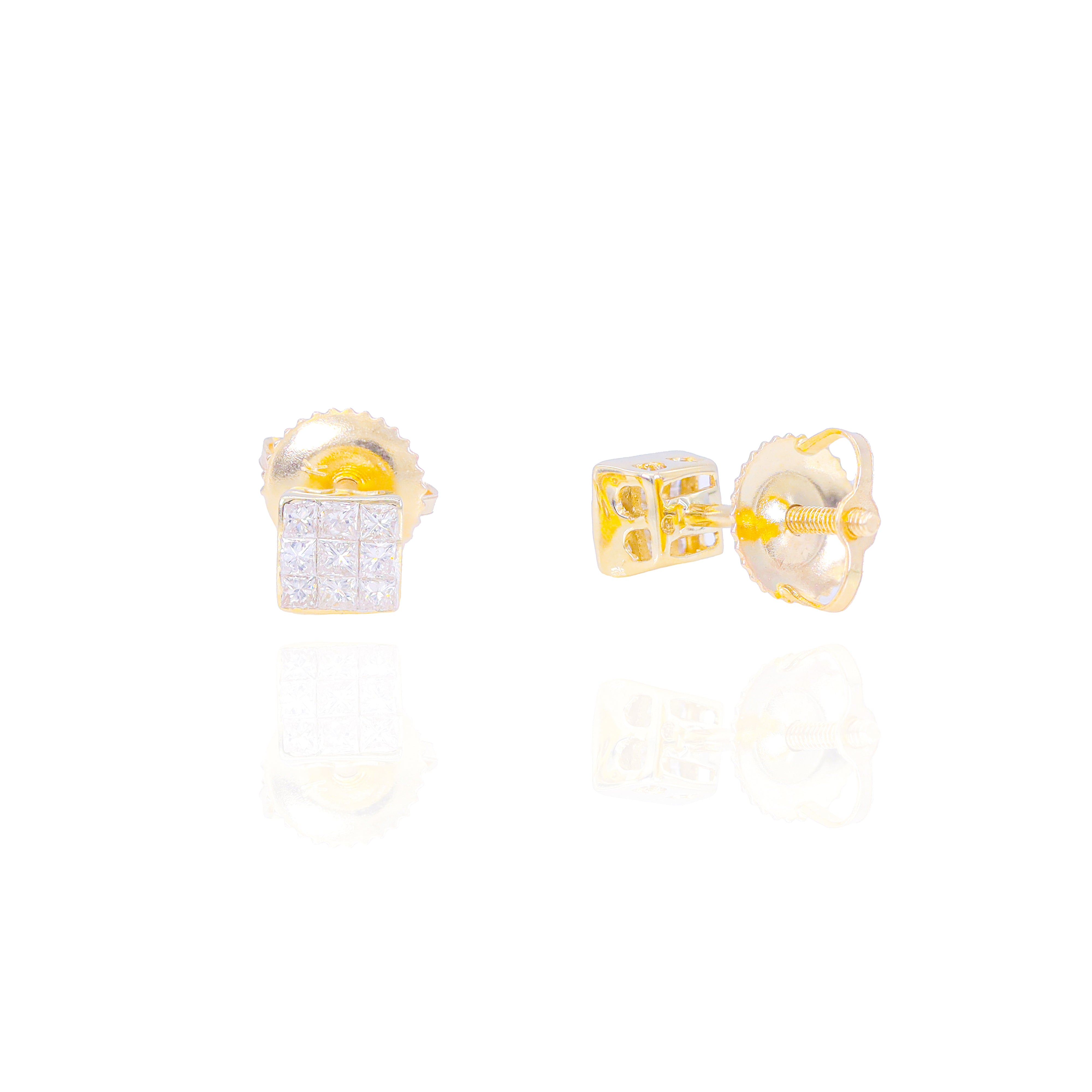 Invisible Set Princess Cut Diamond Earrings