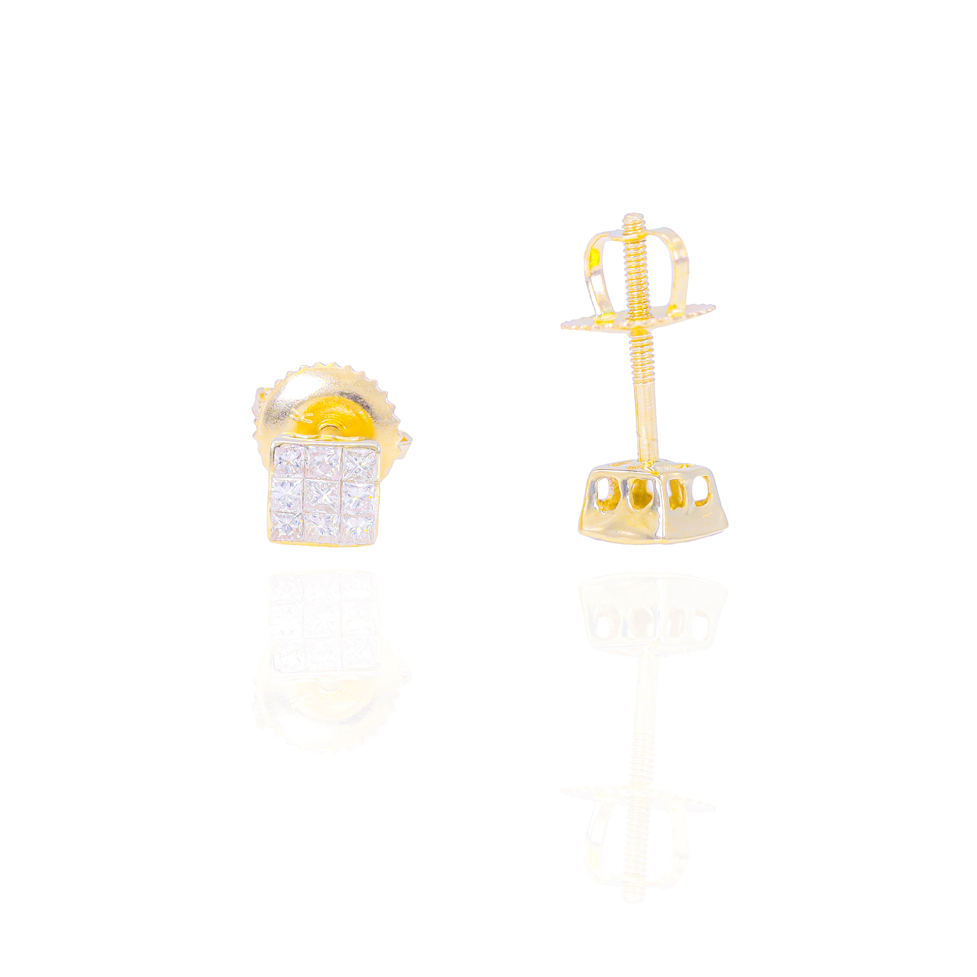 Invisible Set Princess Cut Diamond Earrings