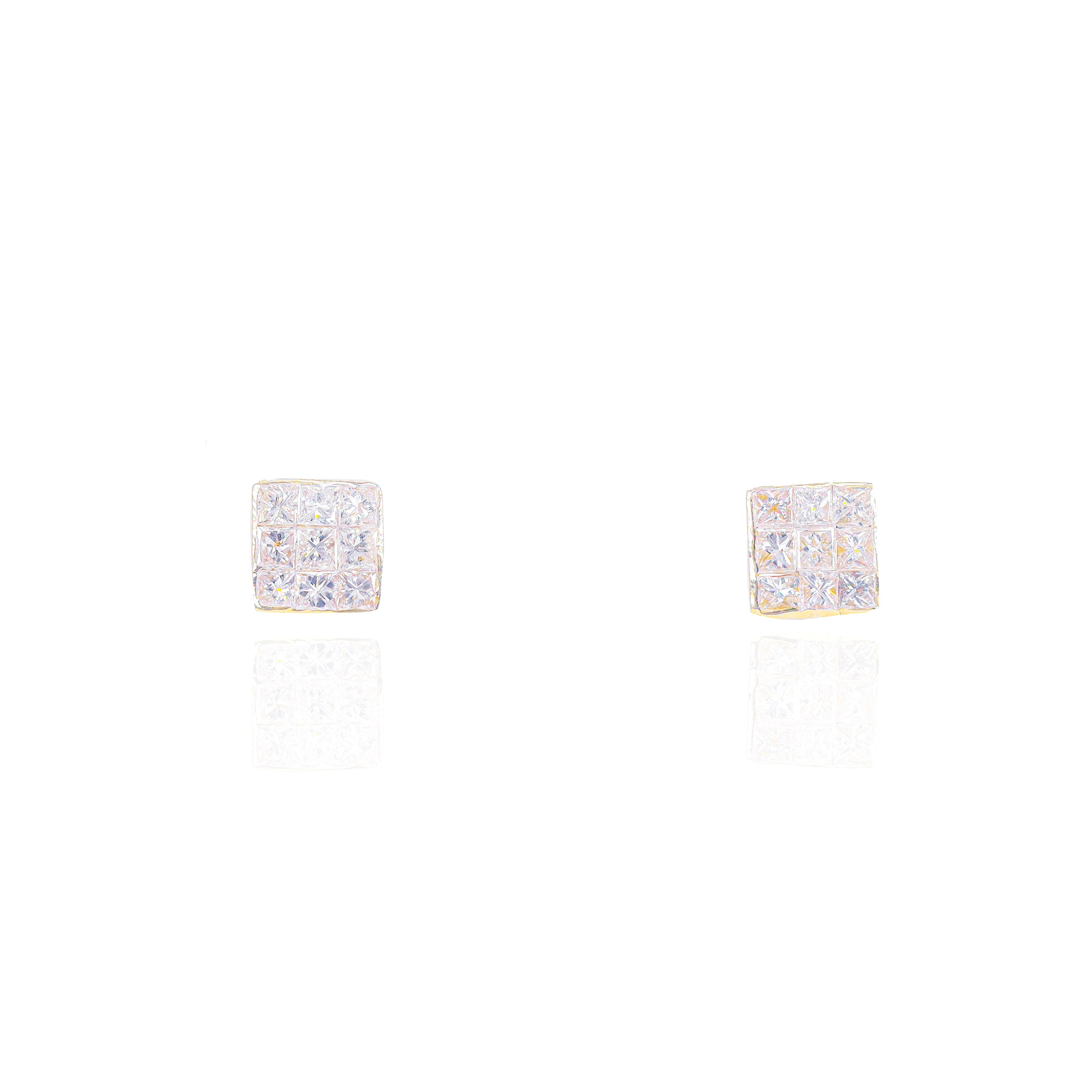 Invisible Set Princess Cut Diamond Earrings