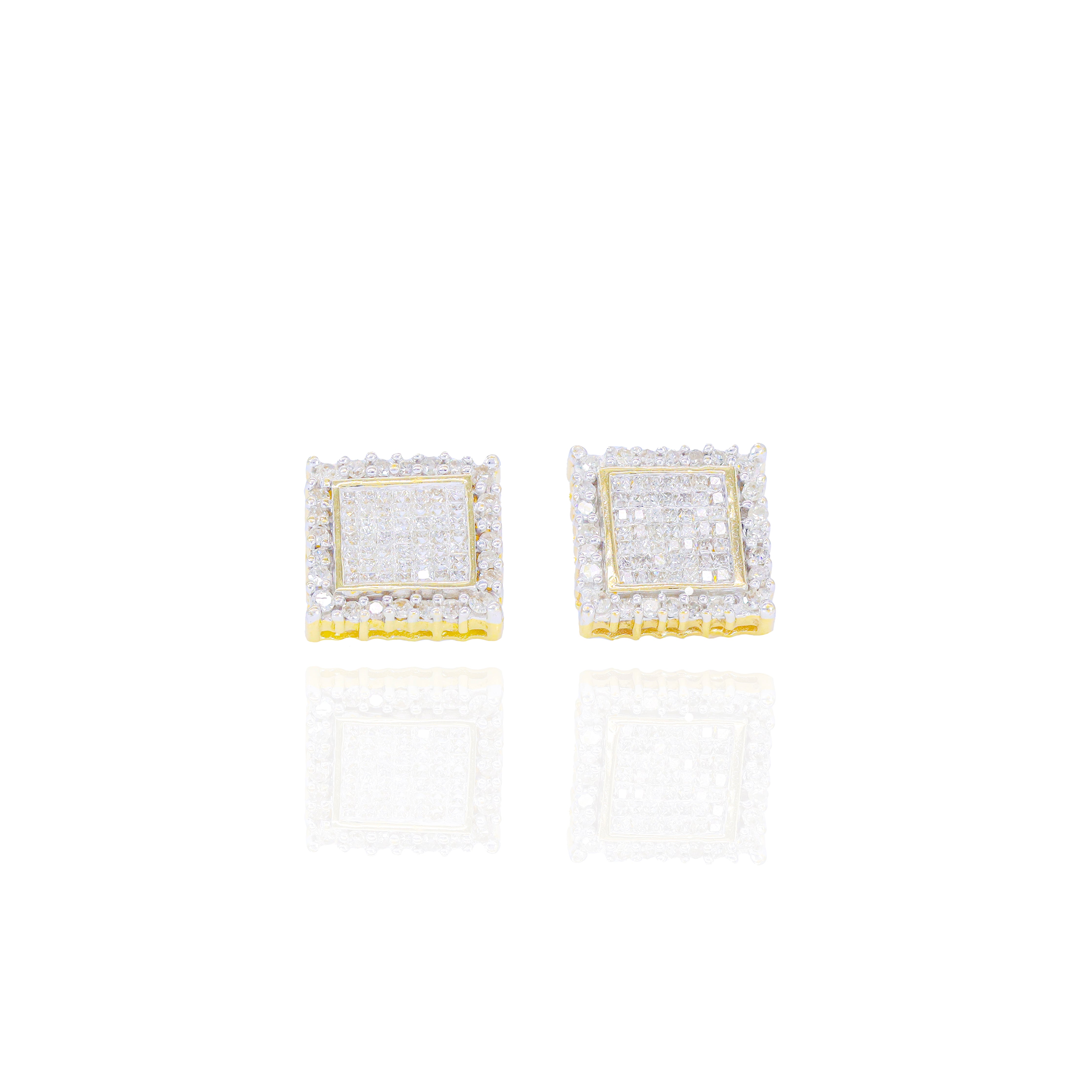 Square Princess Cut Diamond Cluster Earrings