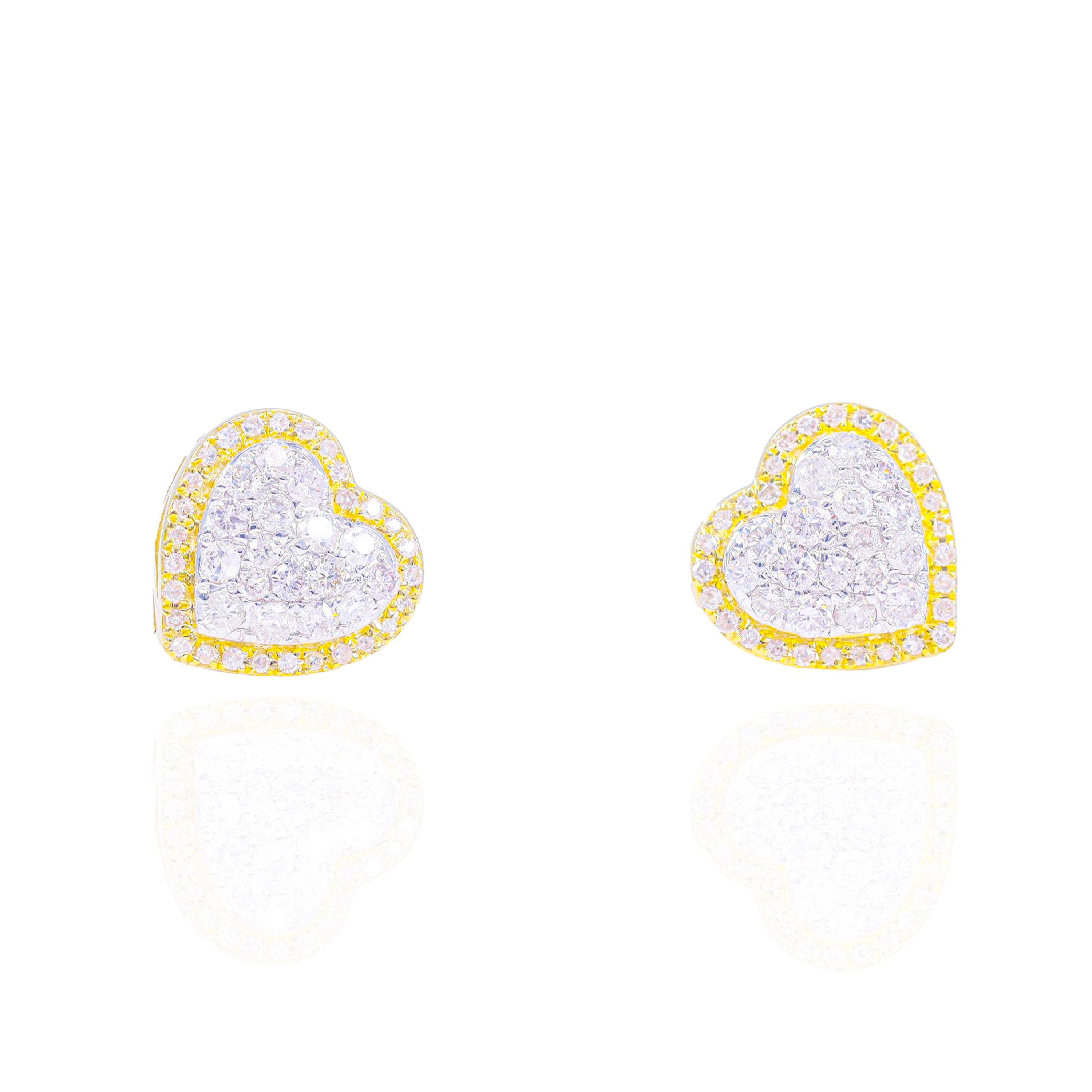 Two-Tone Heart Cluster Diamond Earrings