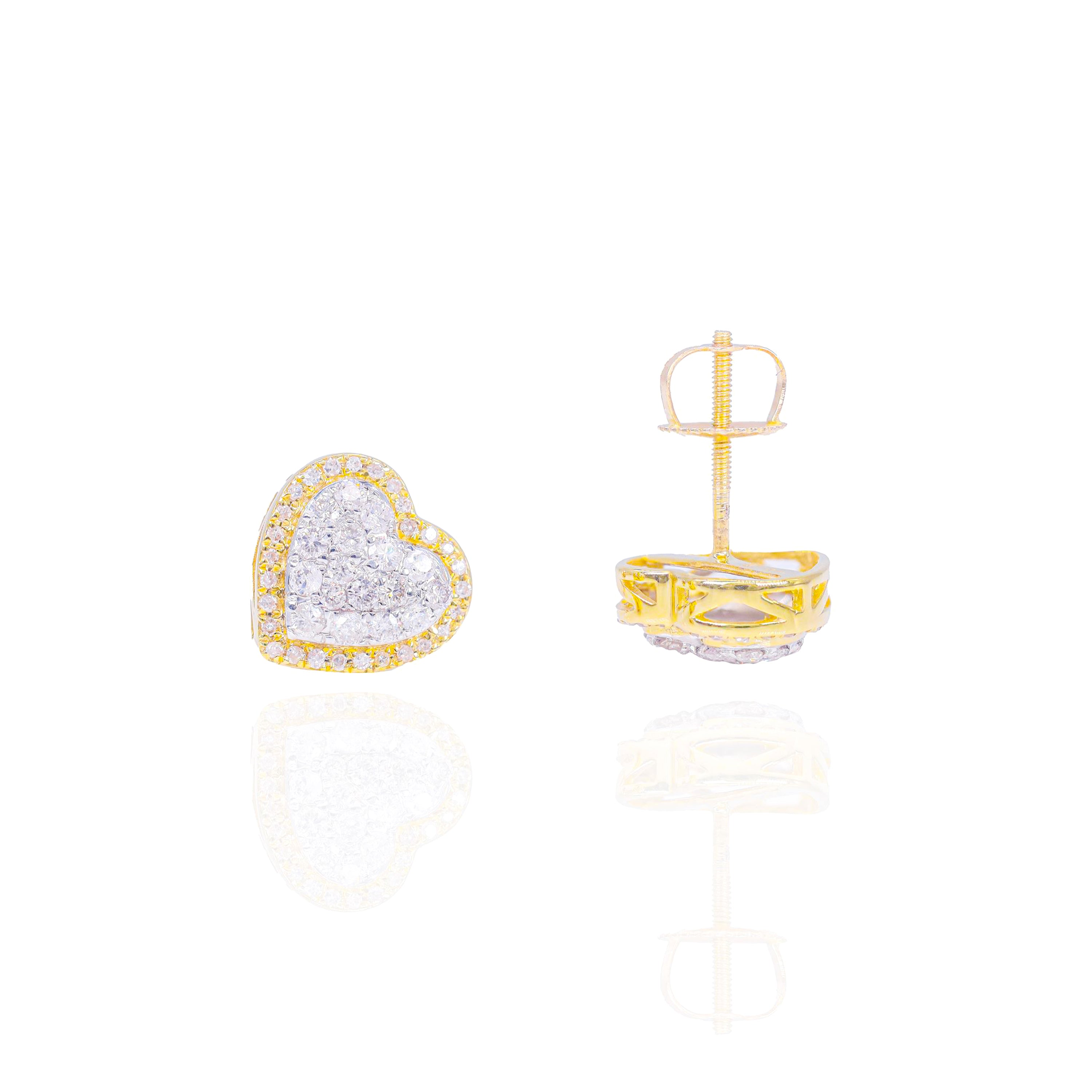 Two-Tone Heart Cluster Diamond Earrings