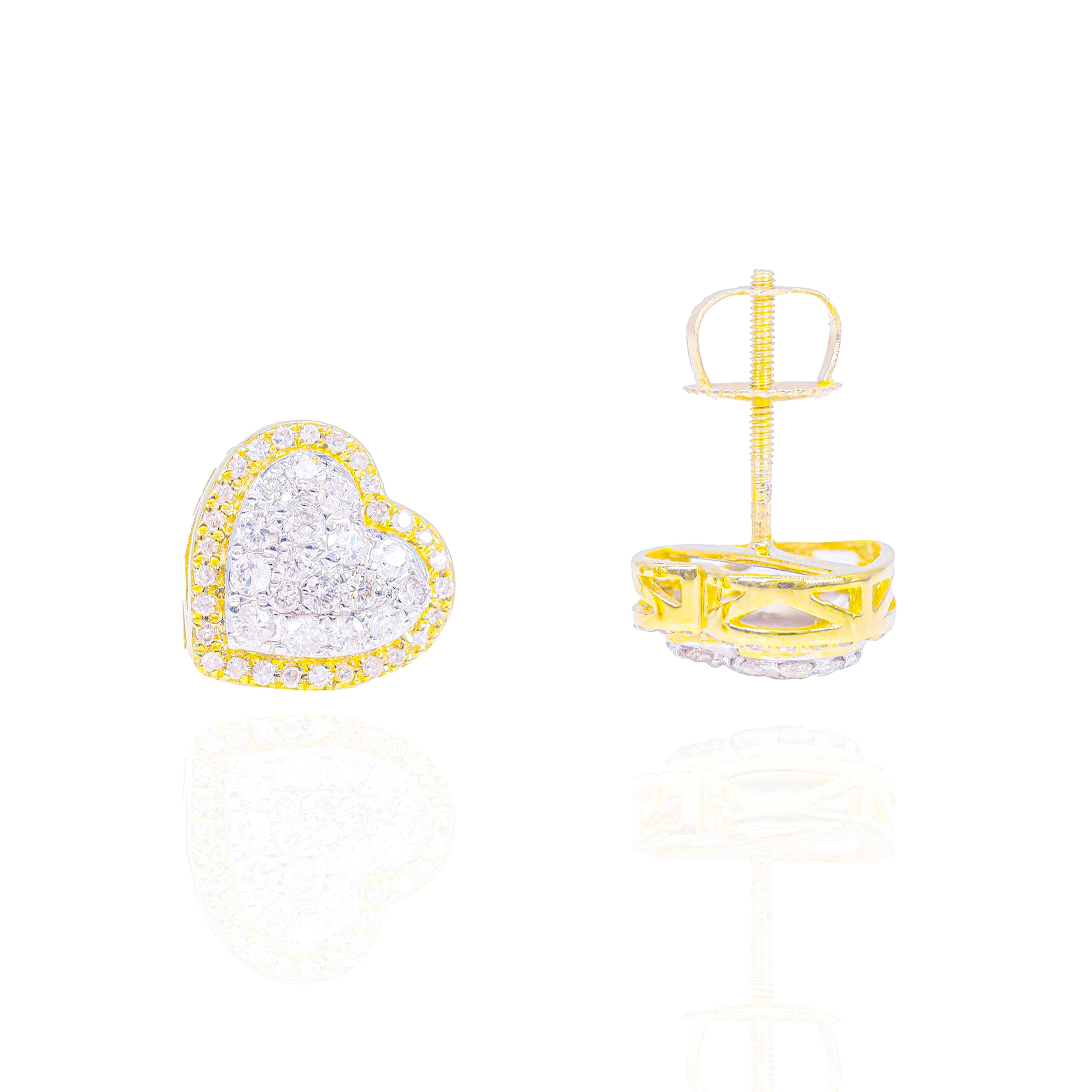 Two-Tone Heart Cluster Diamond Earrings