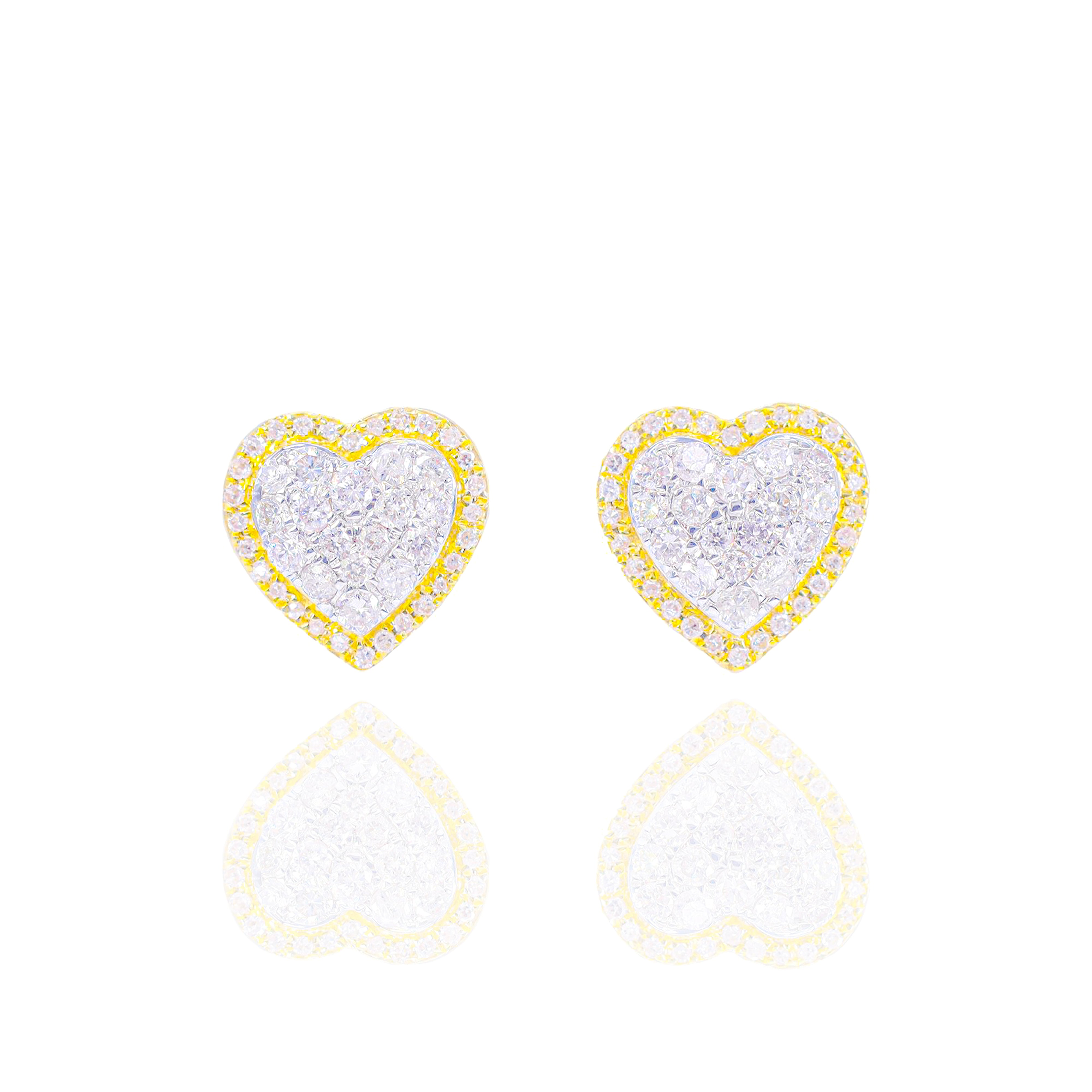 Two-Tone Heart Cluster Diamond Earrings