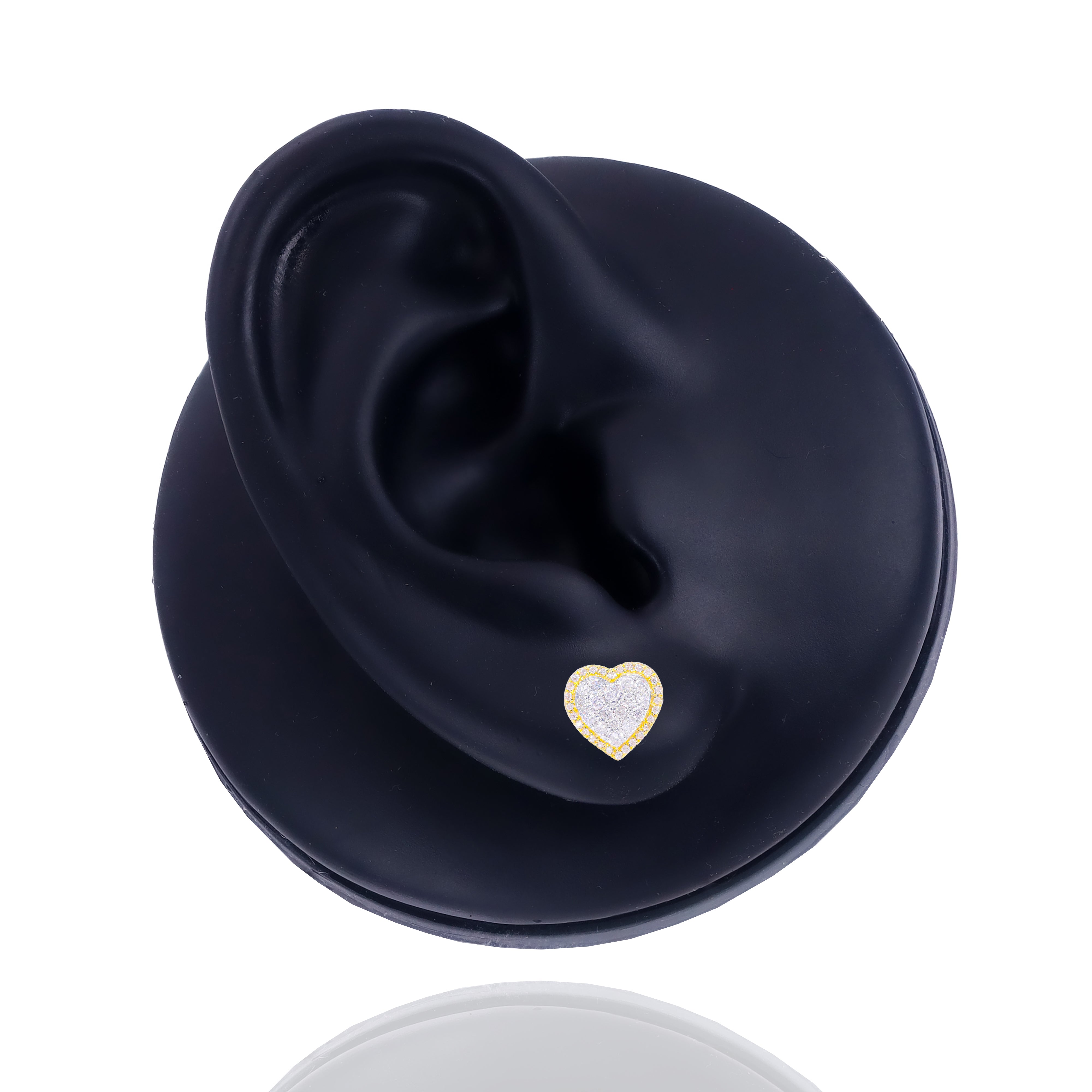 Two-Tone Heart Cluster Diamond Earrings
