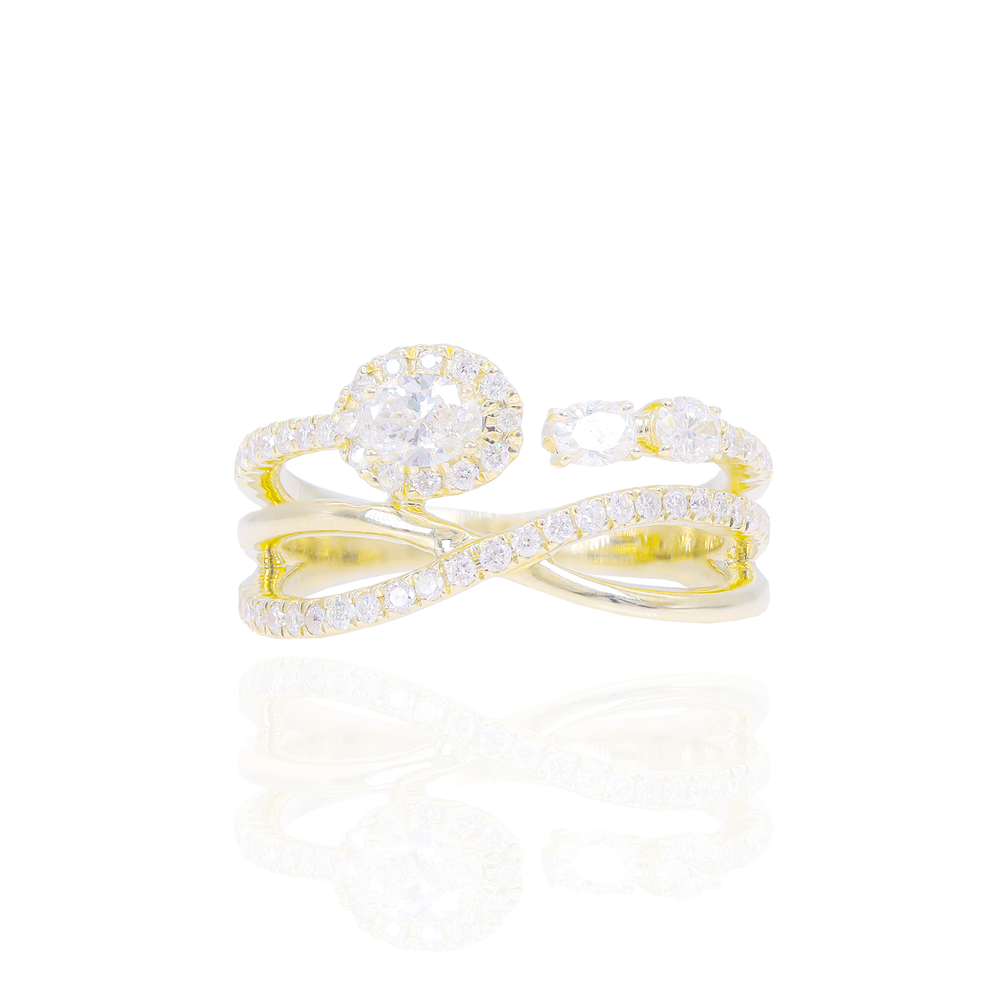 Intertwined Open Oval Diamond Ring