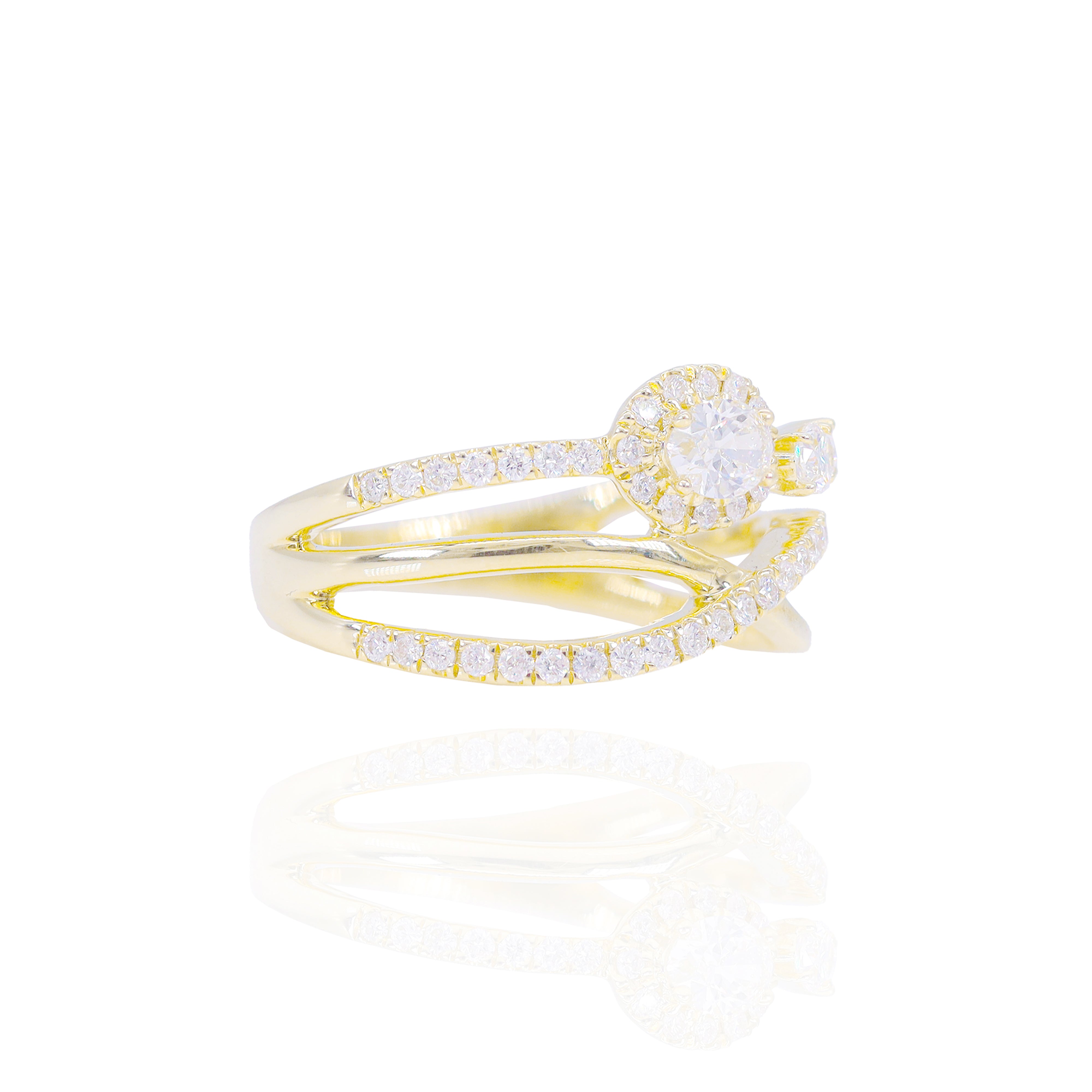 Intertwined Open Oval Diamond Ring