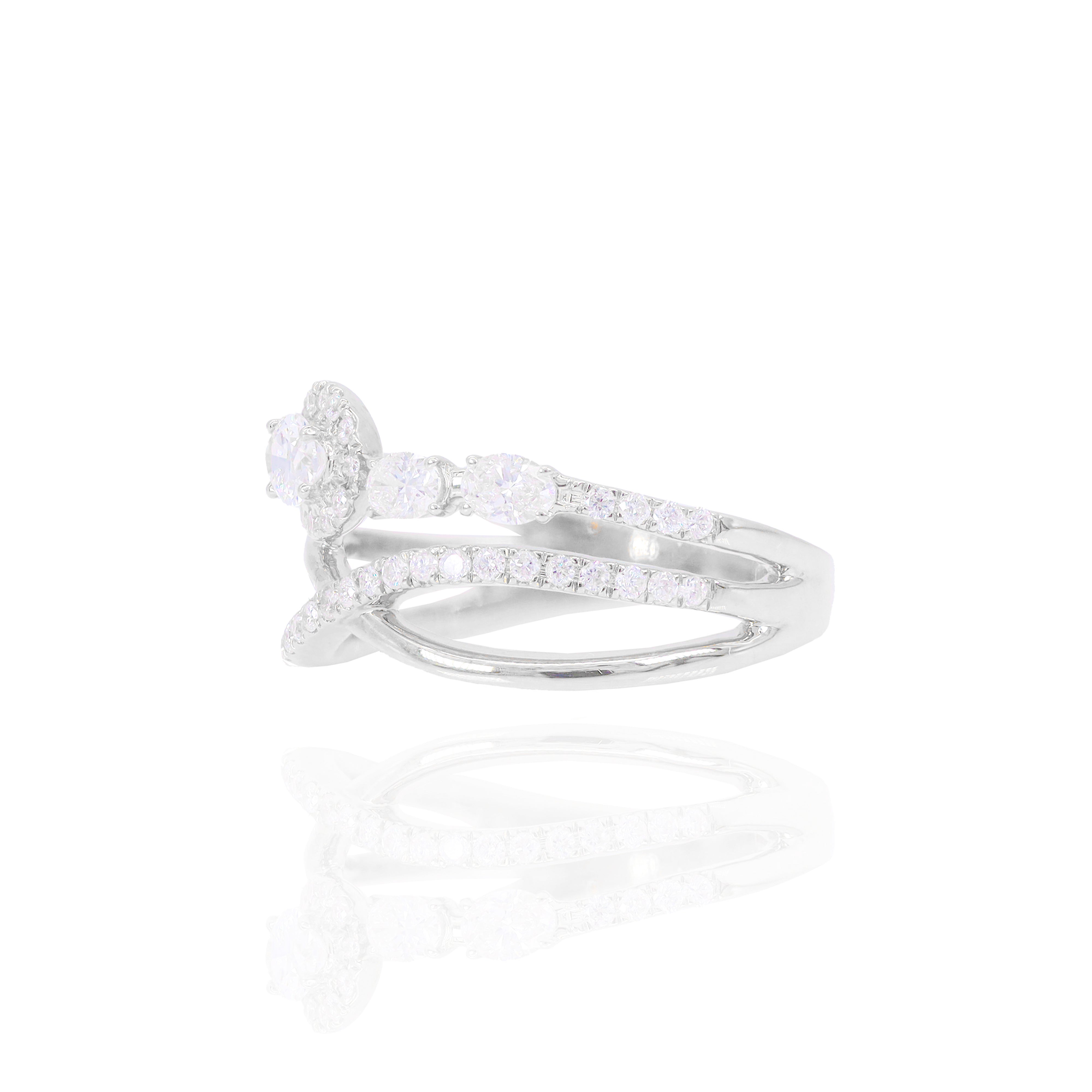 Intertwined Open Oval Diamond Ring