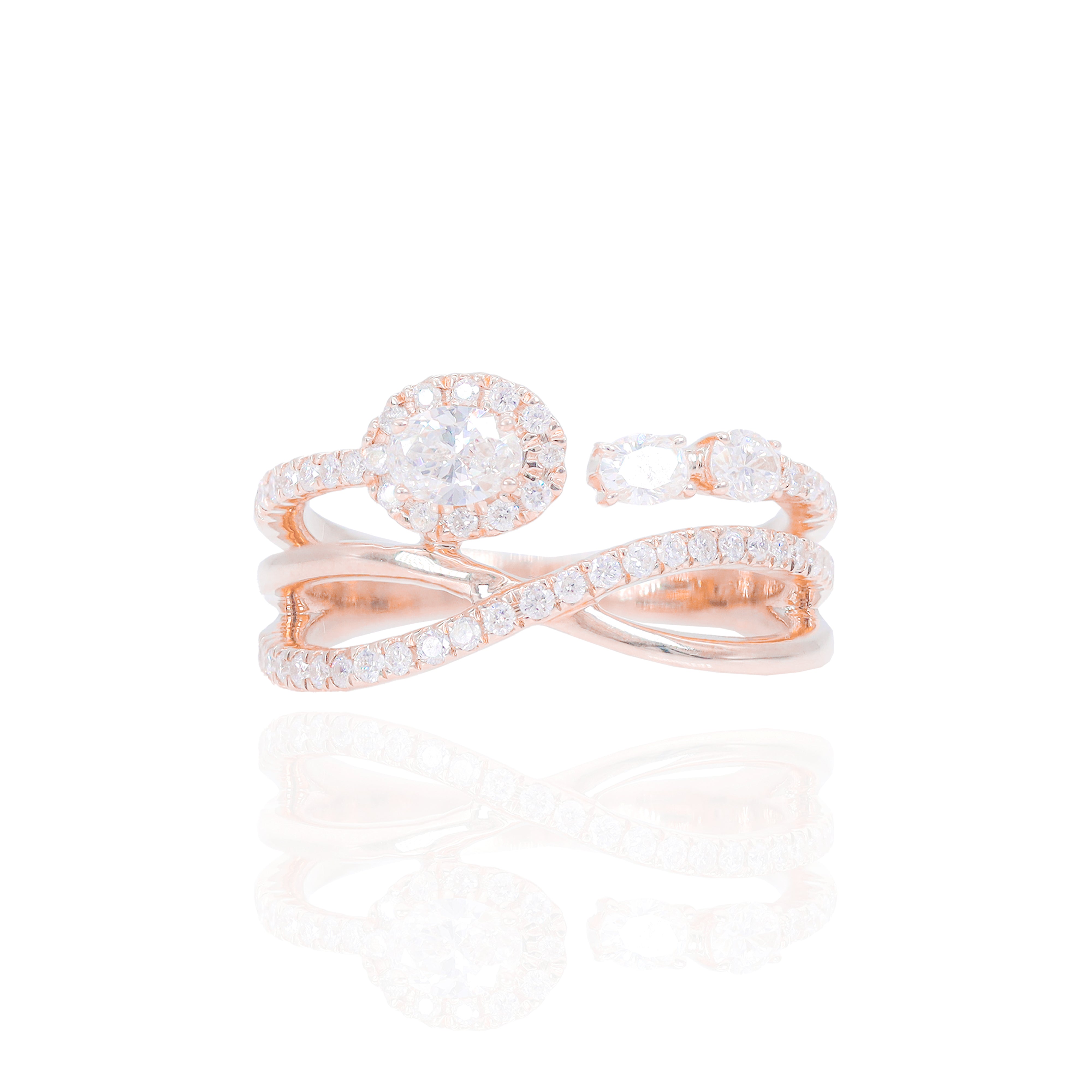 Intertwined Open Oval Diamond Ring