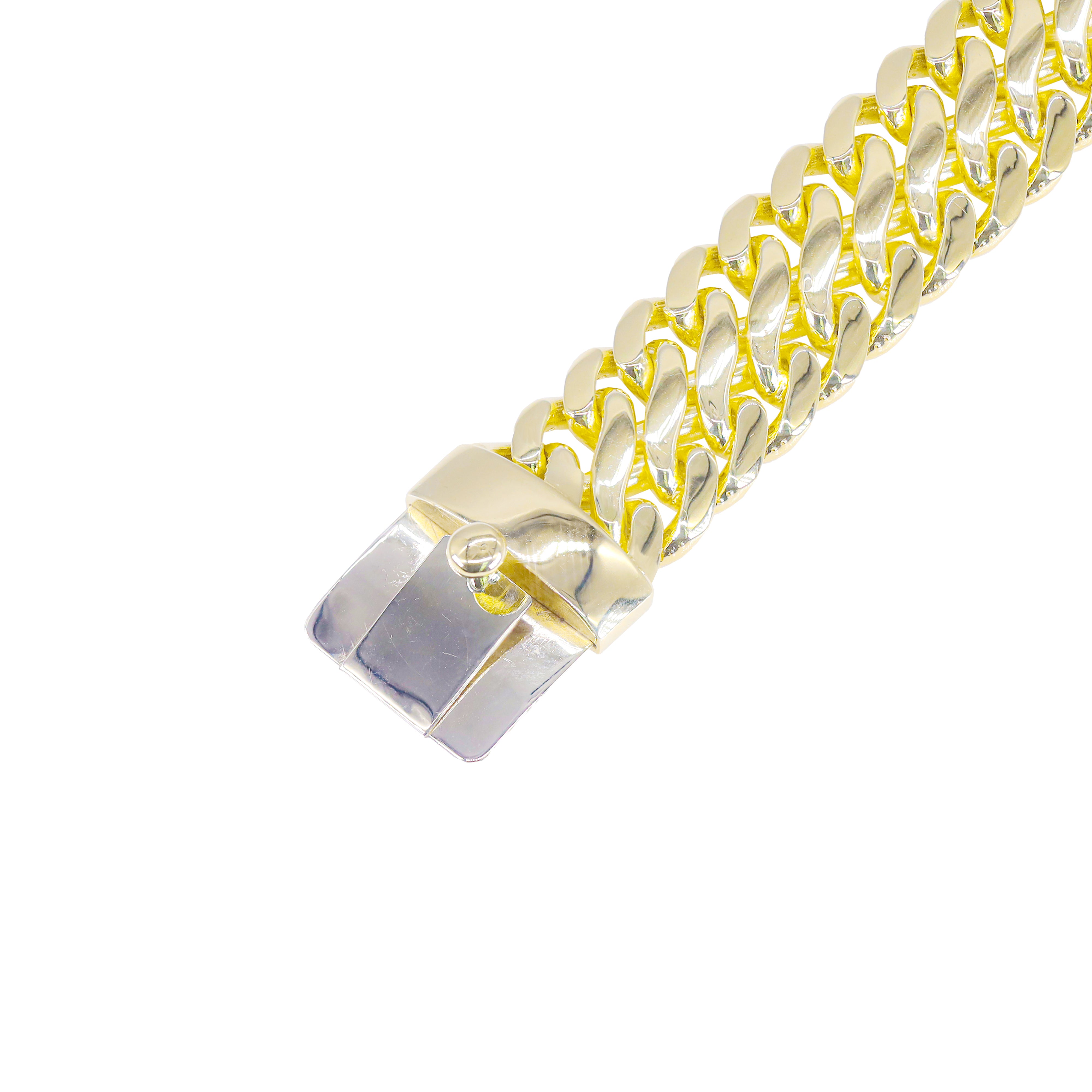 14KT Yellow Solid Gold Double Miami Cuban Link Bracelet