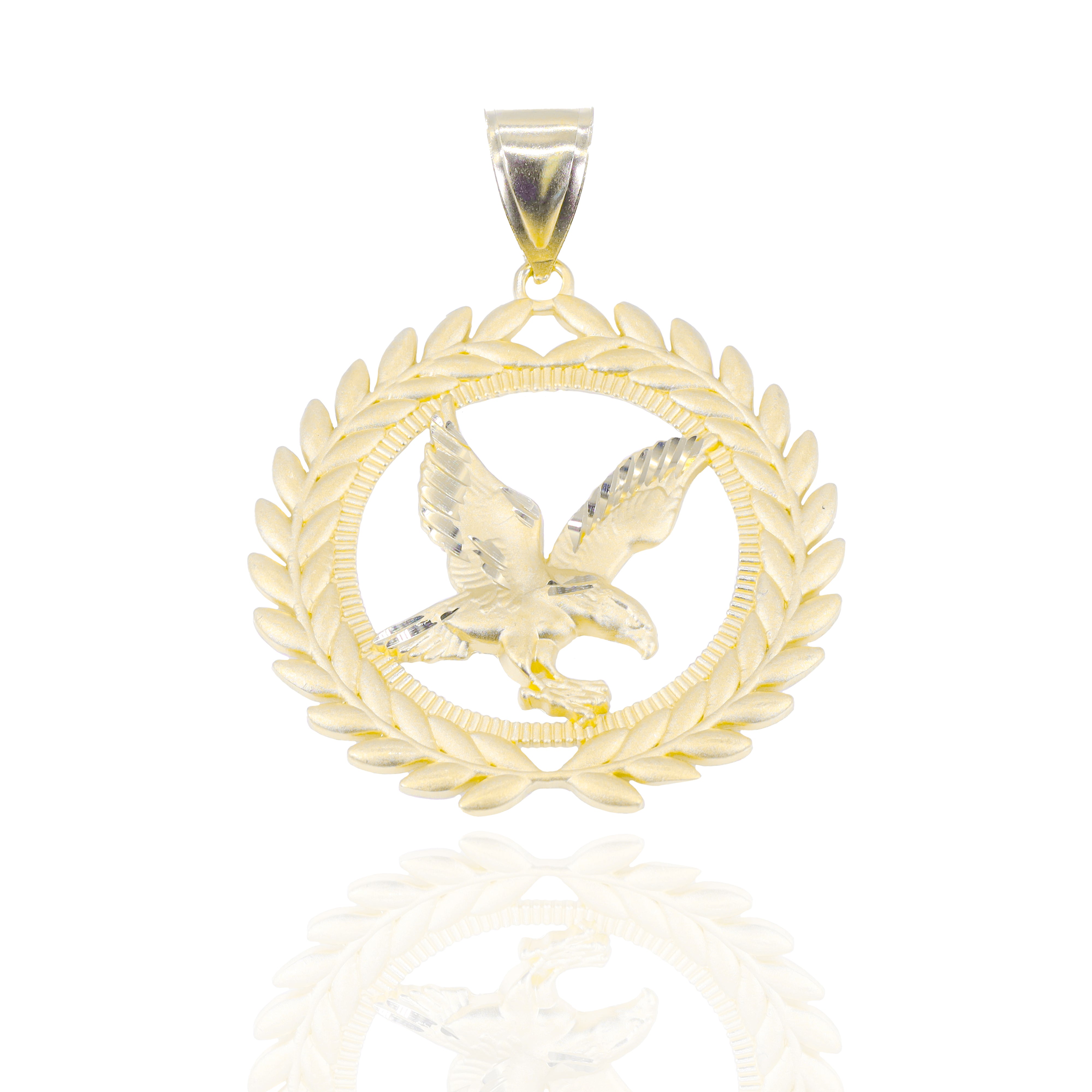 Circle Flying Hawk Gold Pendant