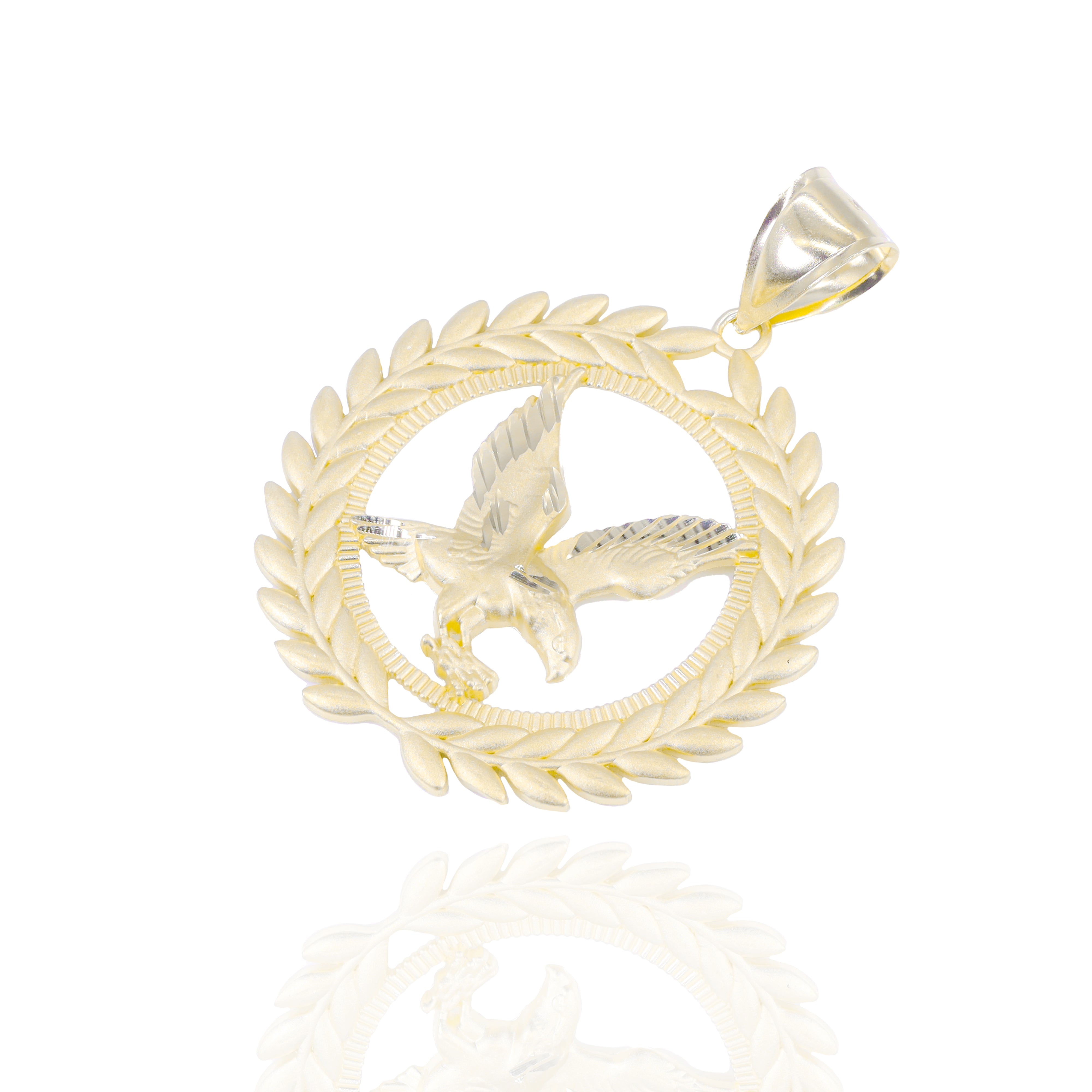 Circle Flying Hawk Gold Pendant