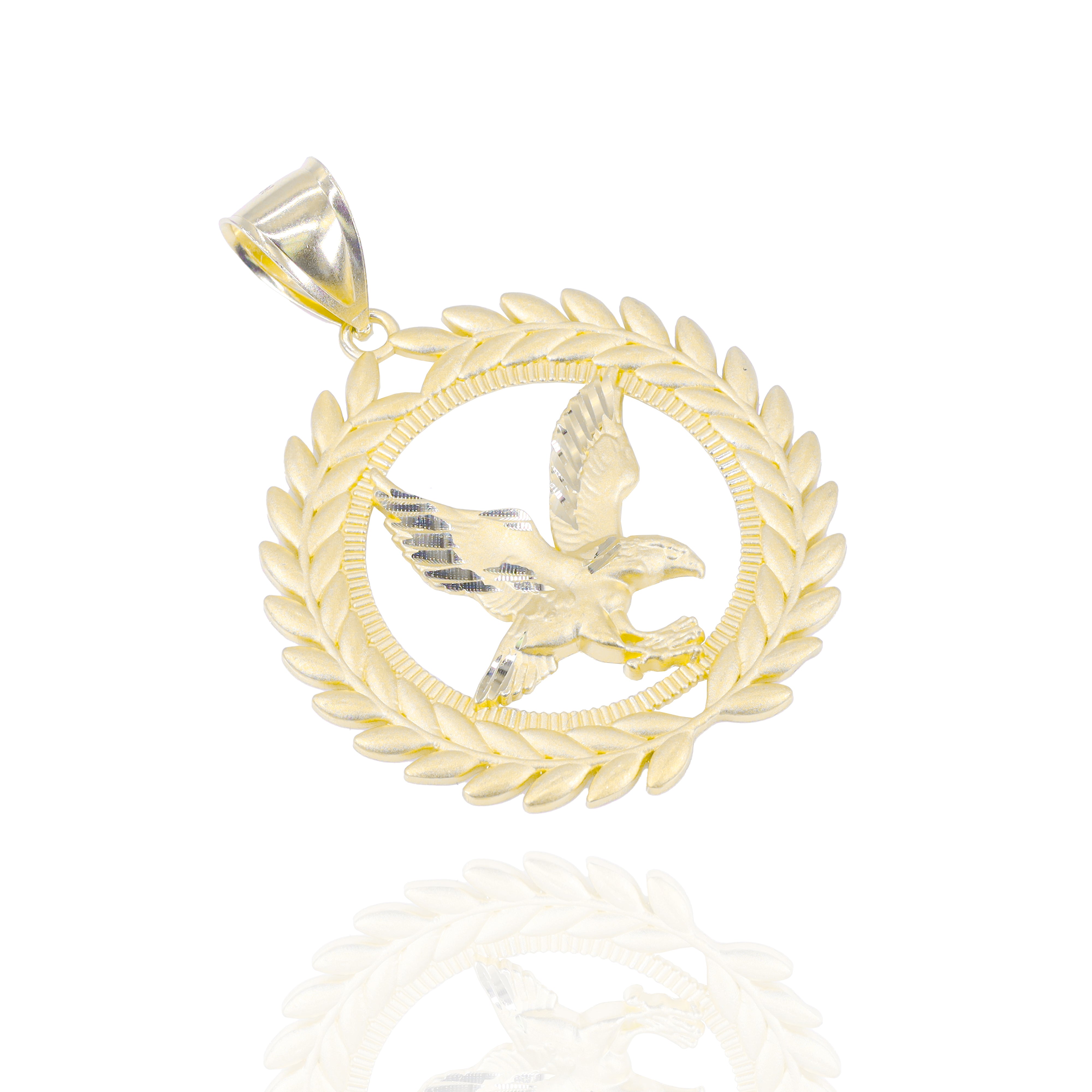 Circle Flying Hawk Gold Pendant