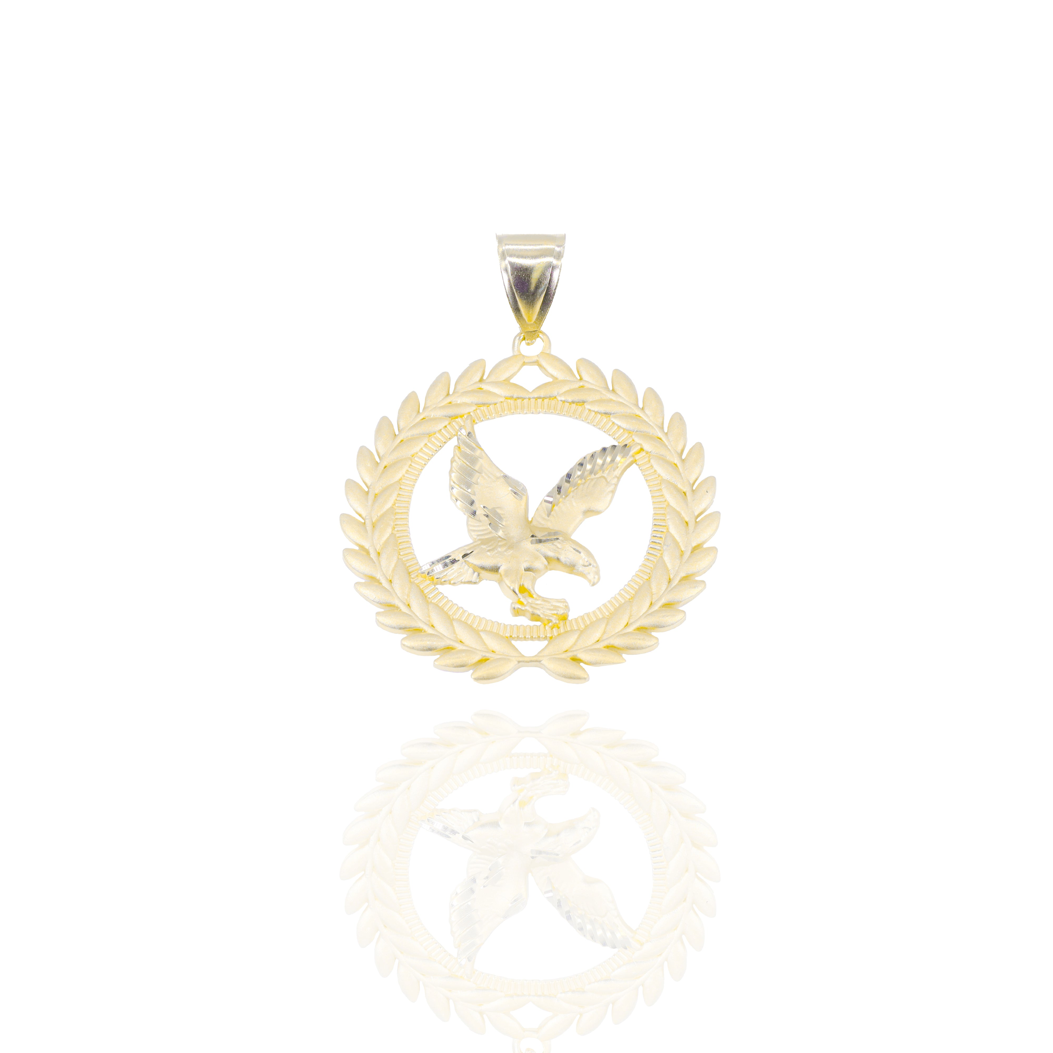 Circle Flying Hawk Gold Pendant