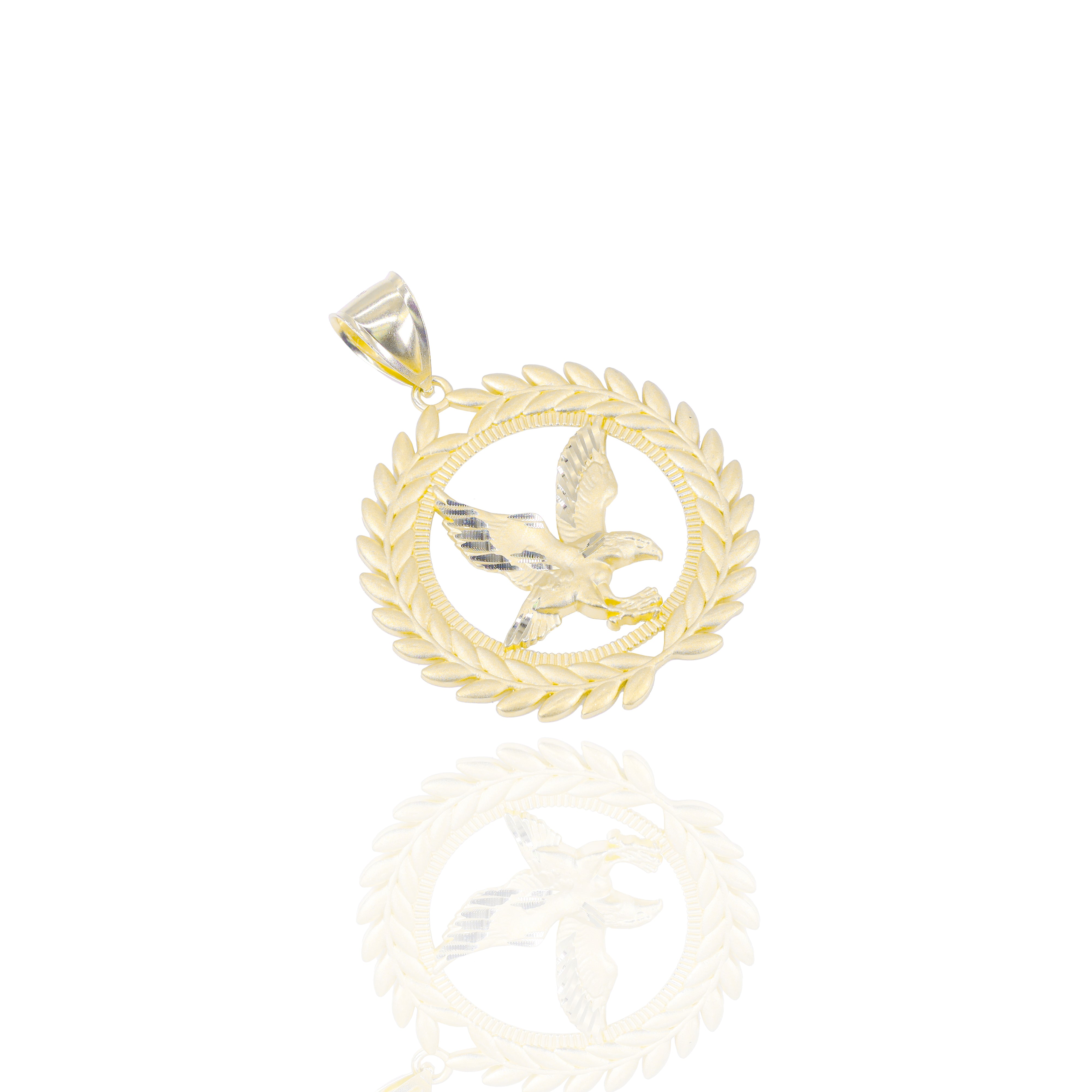 Circle Flying Hawk Gold Pendant