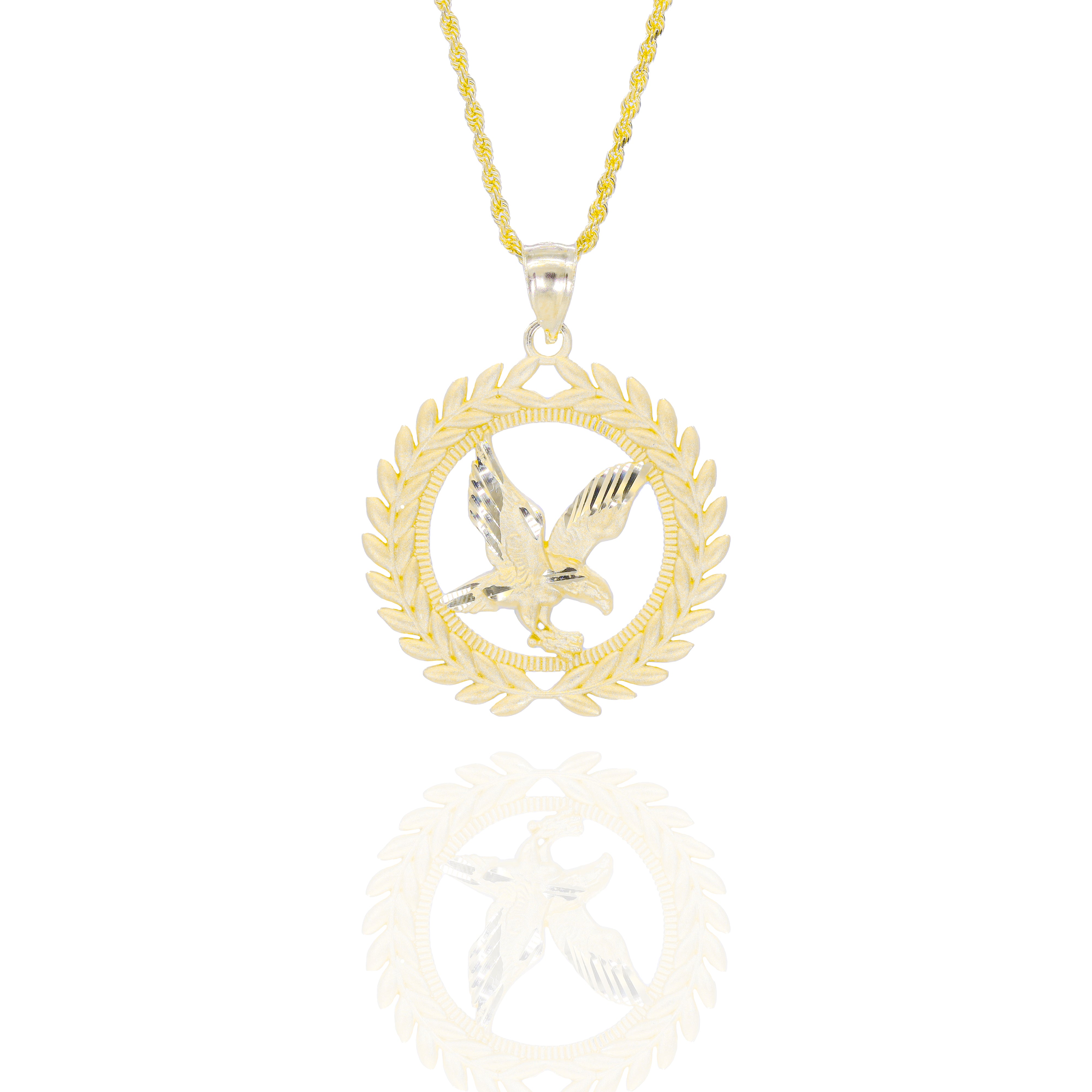 Circle Flying Hawk Gold Pendant