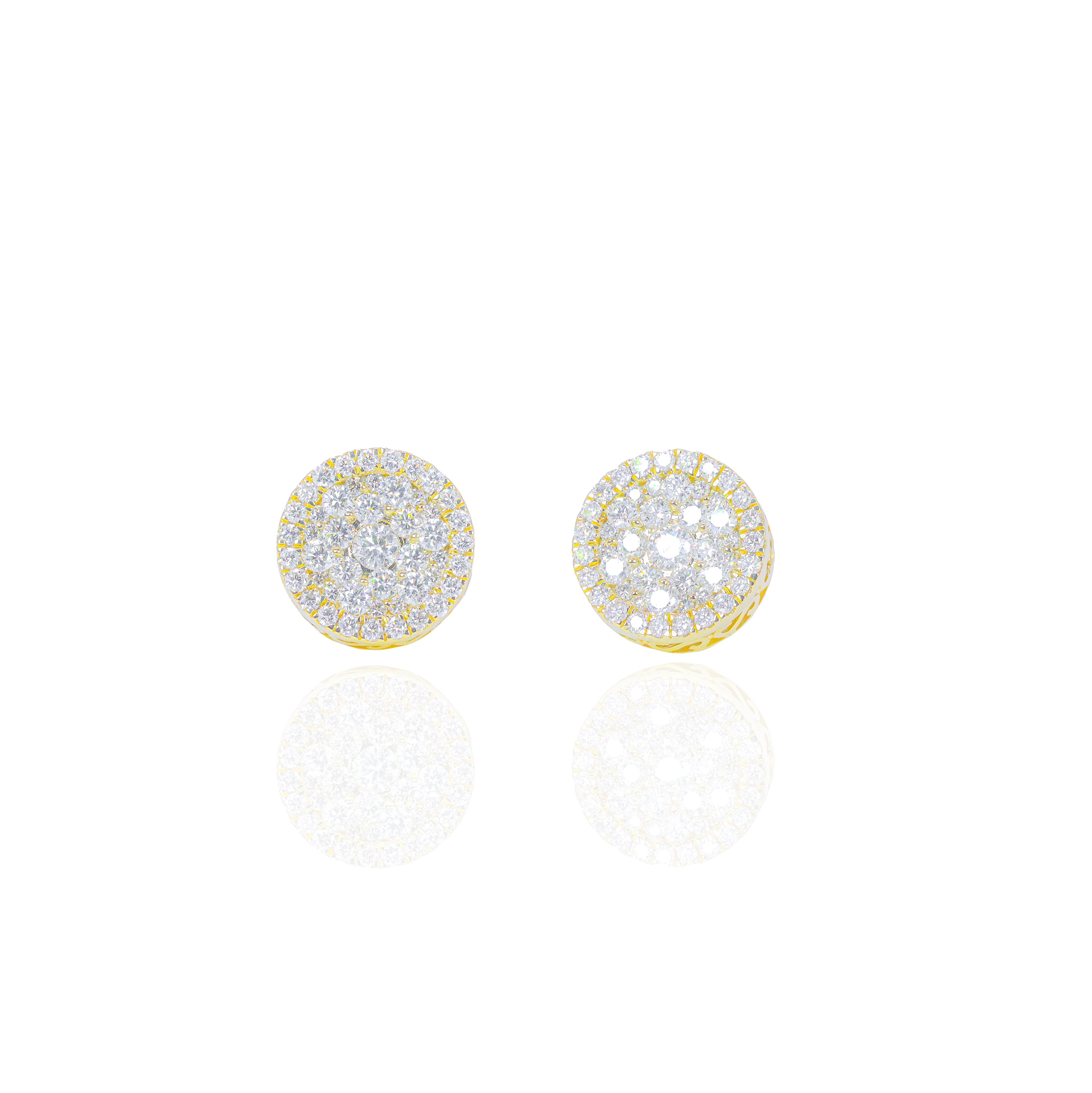 Round Cluster Diamond Earrings with Diamond Border