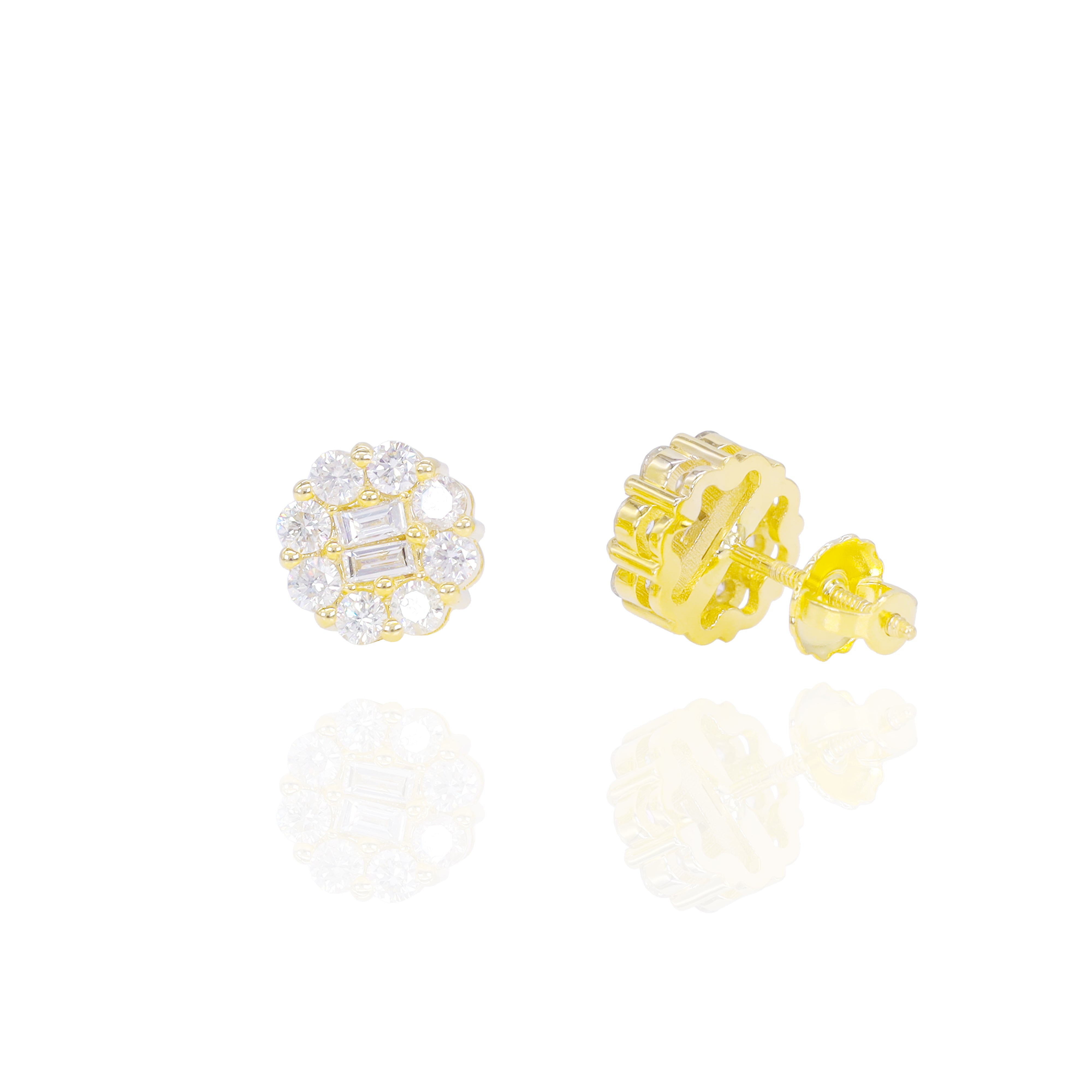 Flower Style Baguette Diamond Earrings