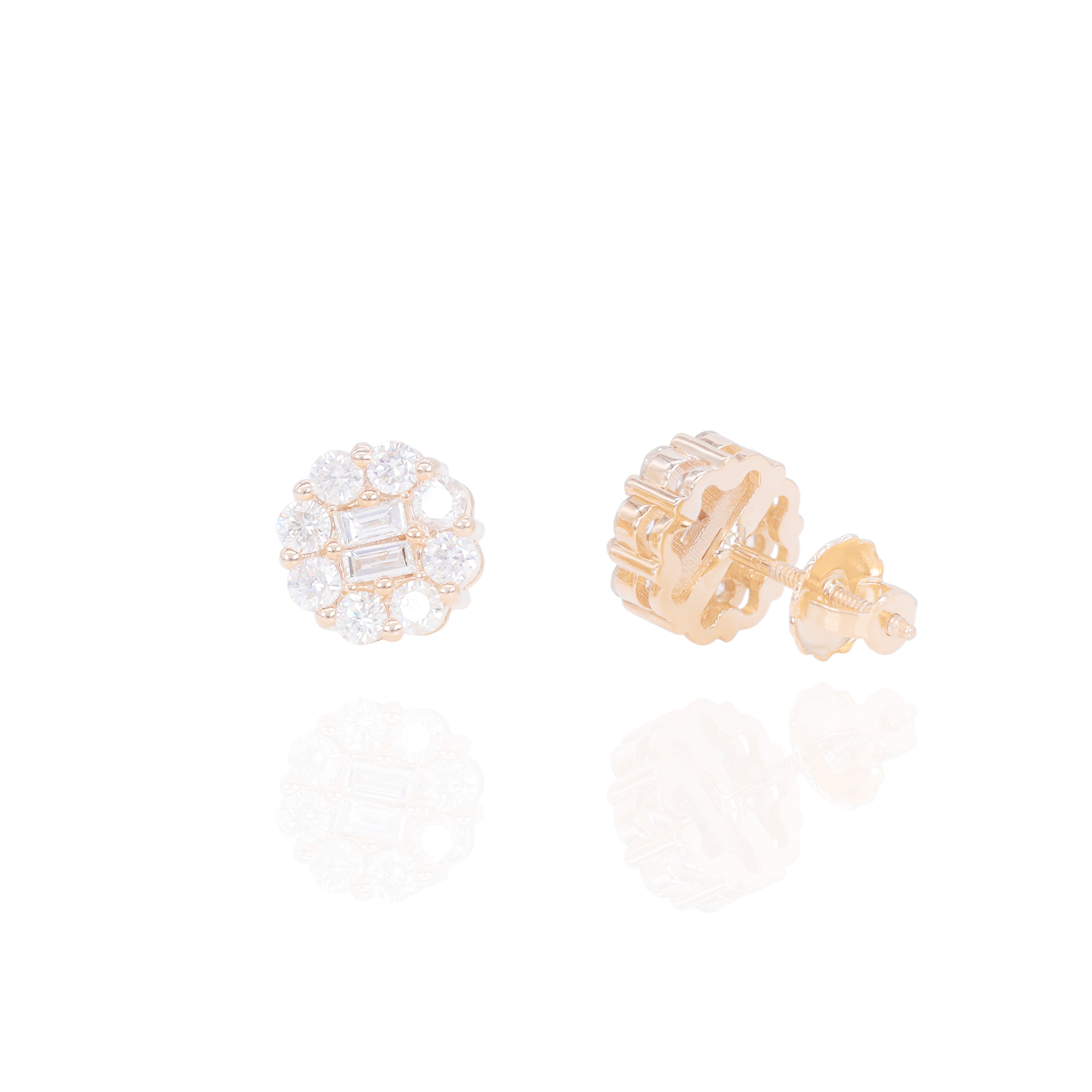 Flower Style Baguette Diamond Earrings