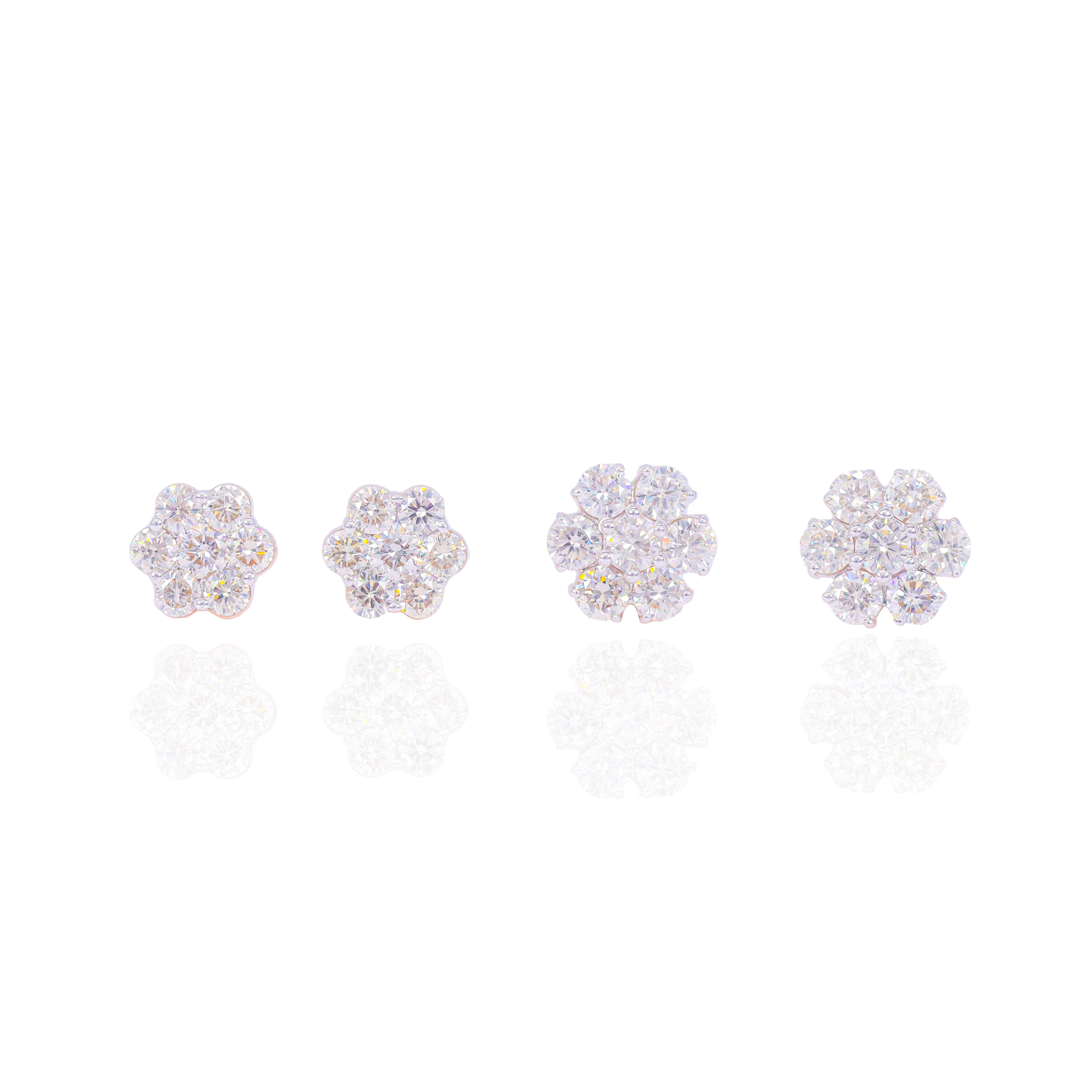 Flower Shaped Round Diamond Earrings