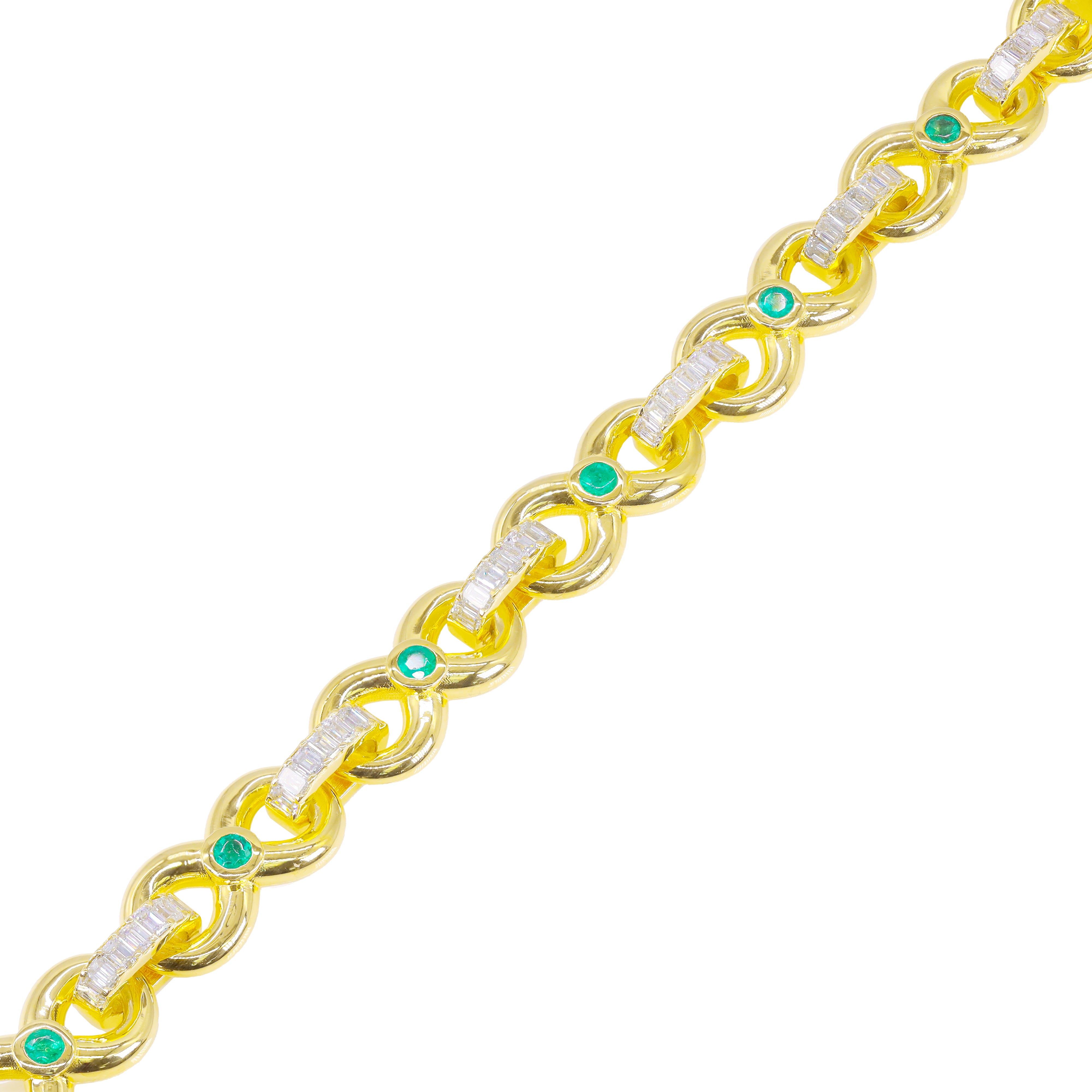 Green Emerald Infinity Link Diamond Bracelet