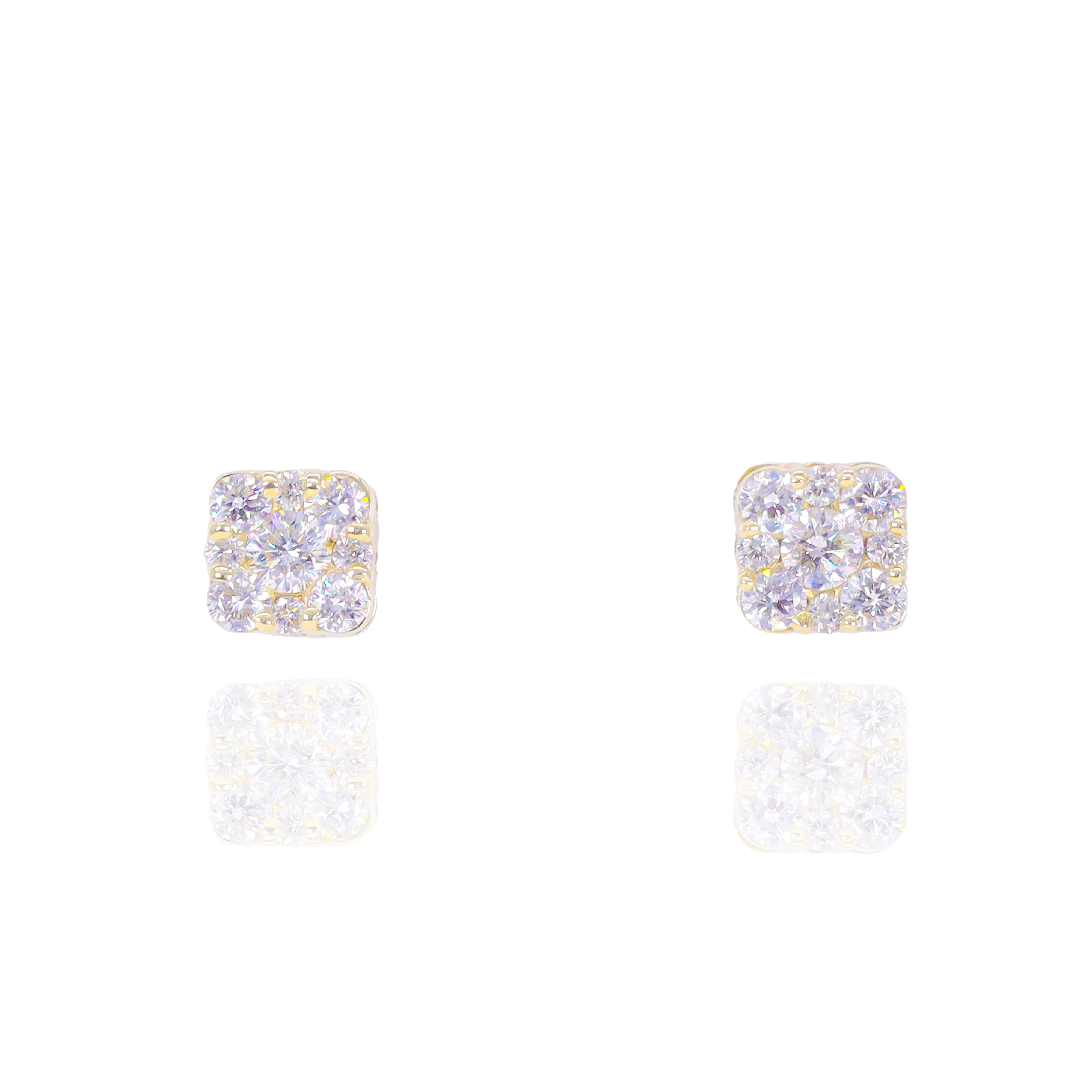 Square Solitaire Cluster Diamond Earrings