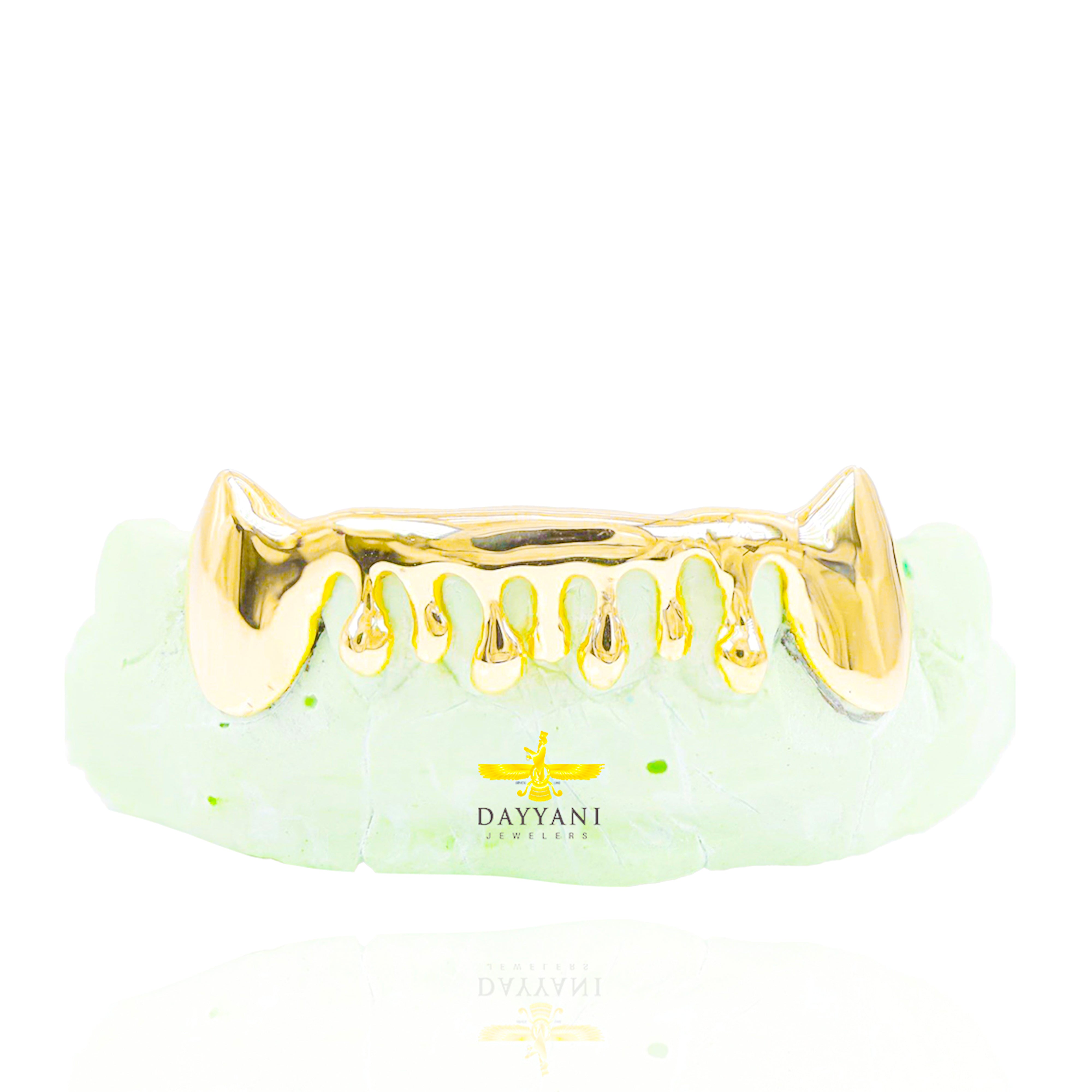 Custom 6 Teeth Drip with Extended Fangs Gold Grillz