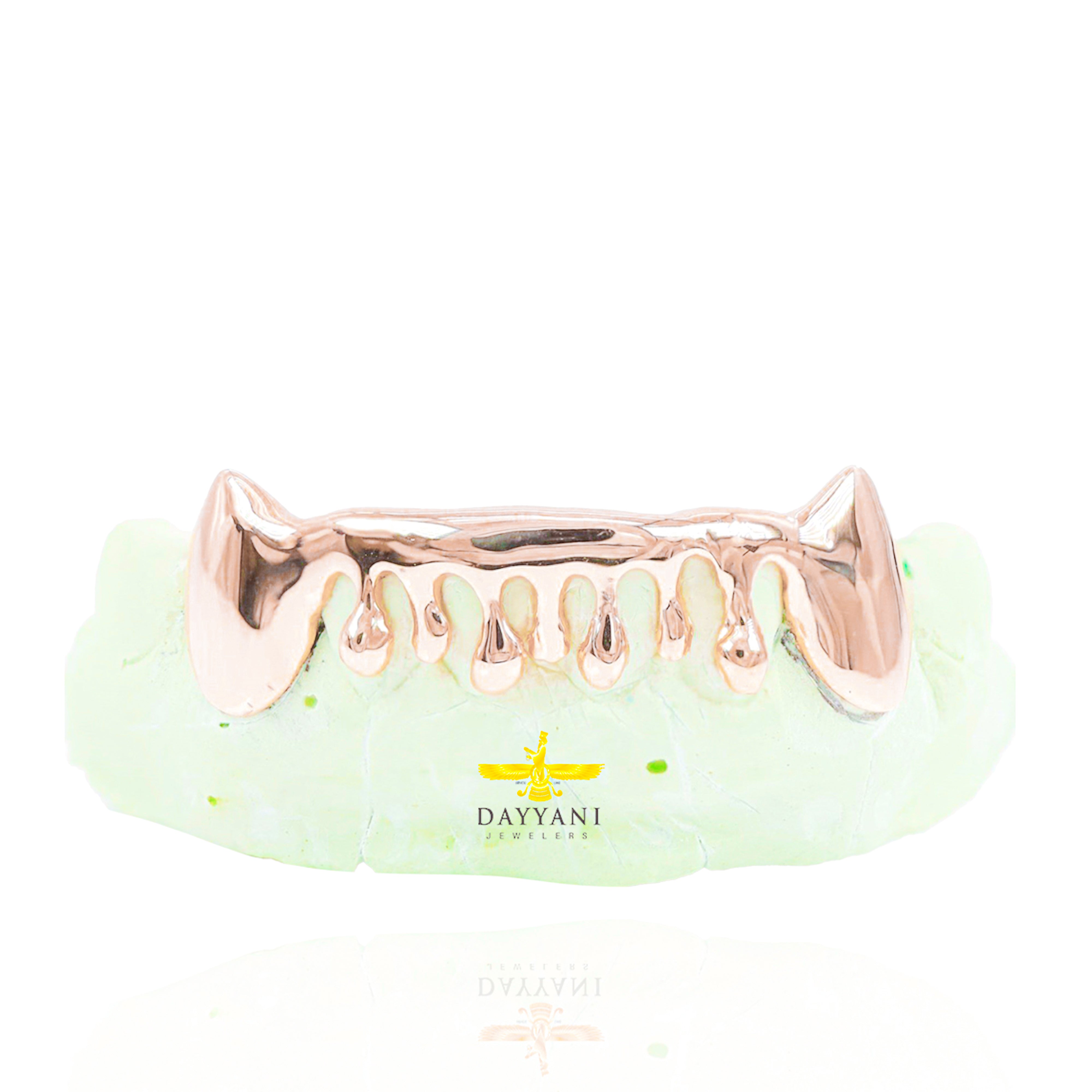 Custom 6 Teeth Drip with Extended Fangs Gold Grillz