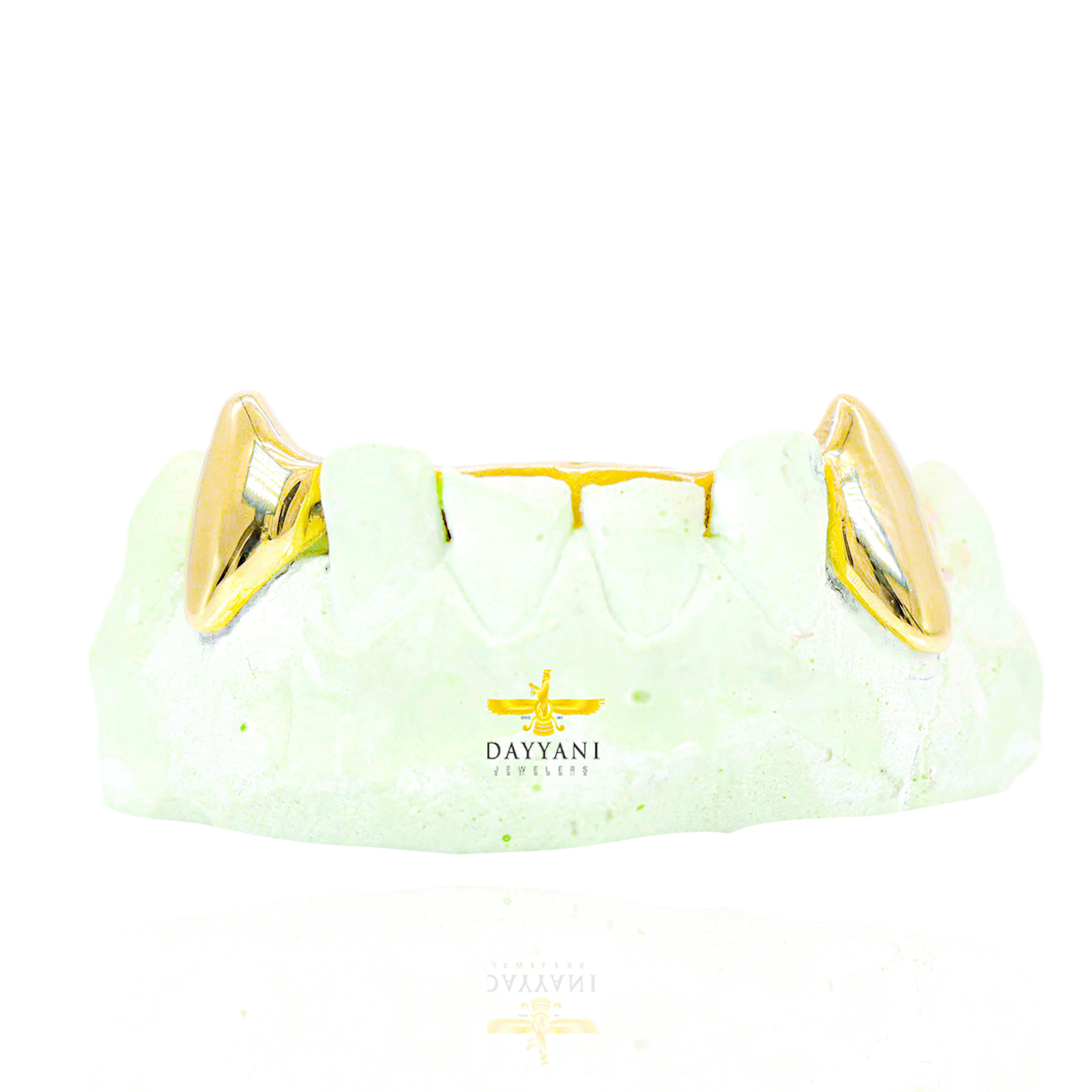 Custom 2 Teeth with Extended Fang Gold Grillz