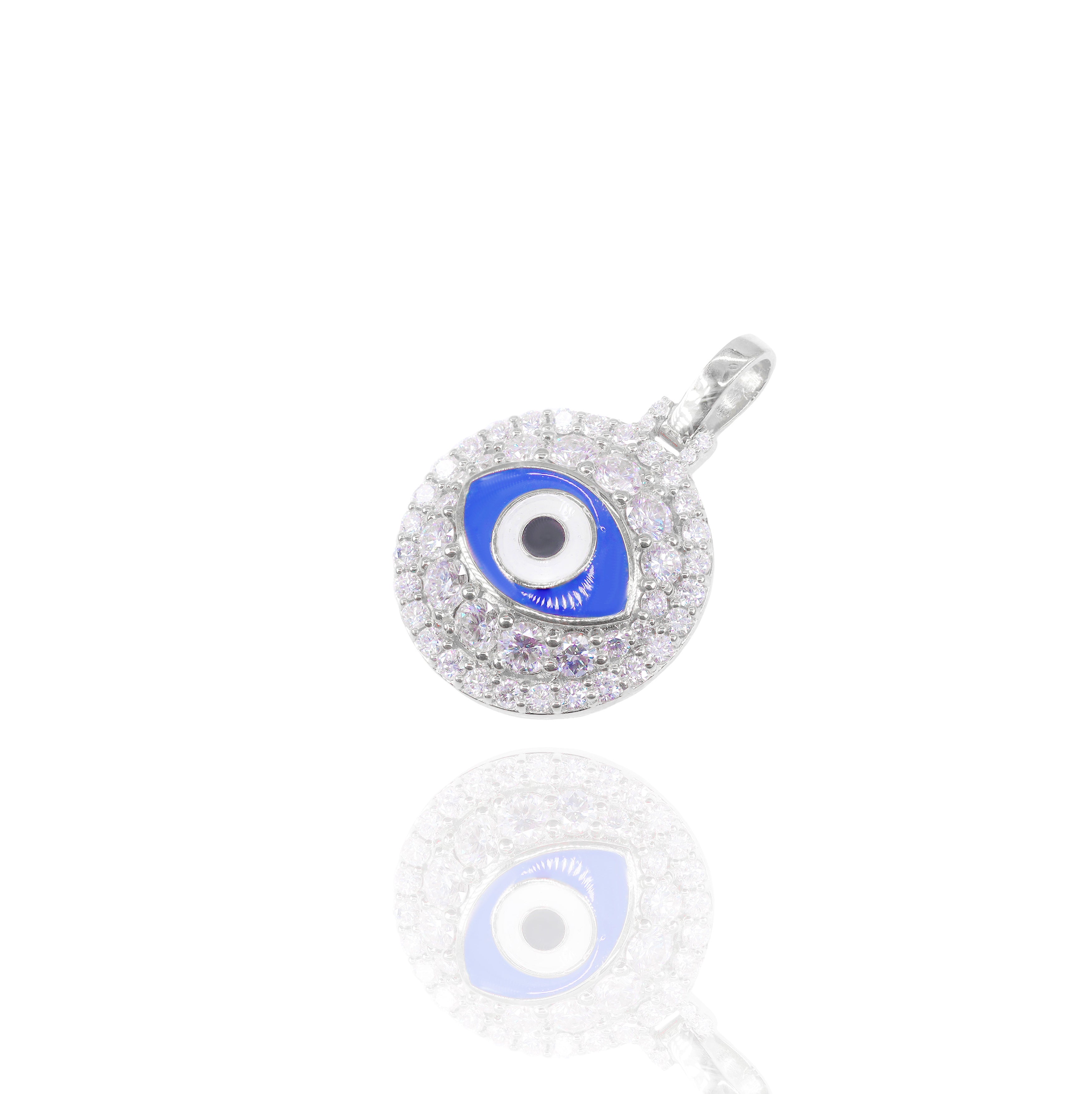 Diamond Evil Eye Pendant with Enamel Eye