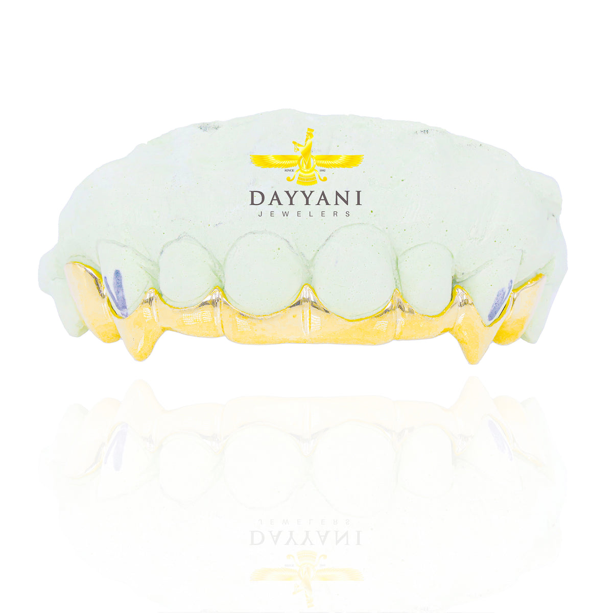 Custom 8 Teeth with Outline Front Bar with Extended Fangs Grillz