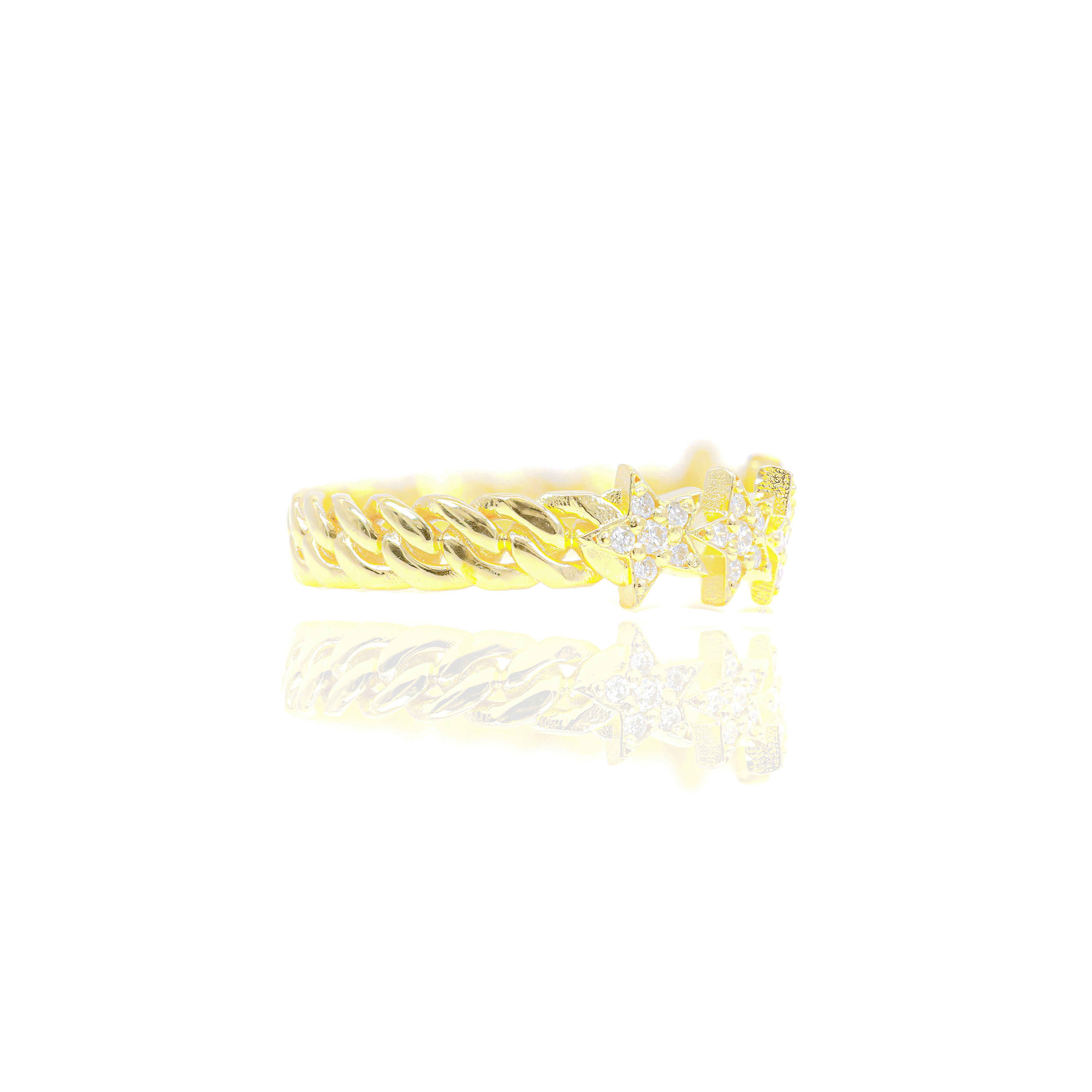 Star Diamond Ring with Cuban Gold Band